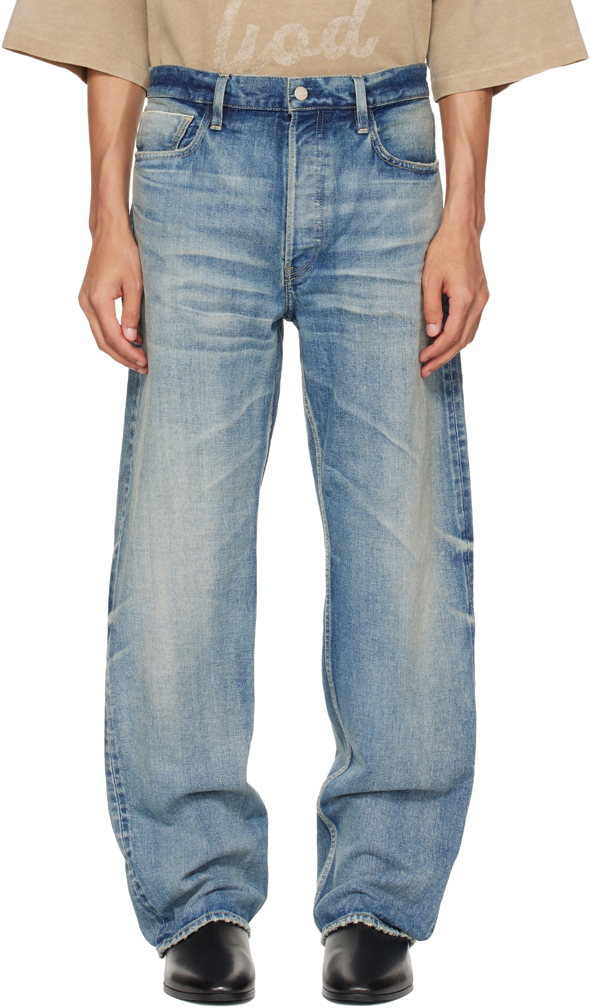 Fear of God: Blue Straight 5 Pocket Jeans | SSENSE