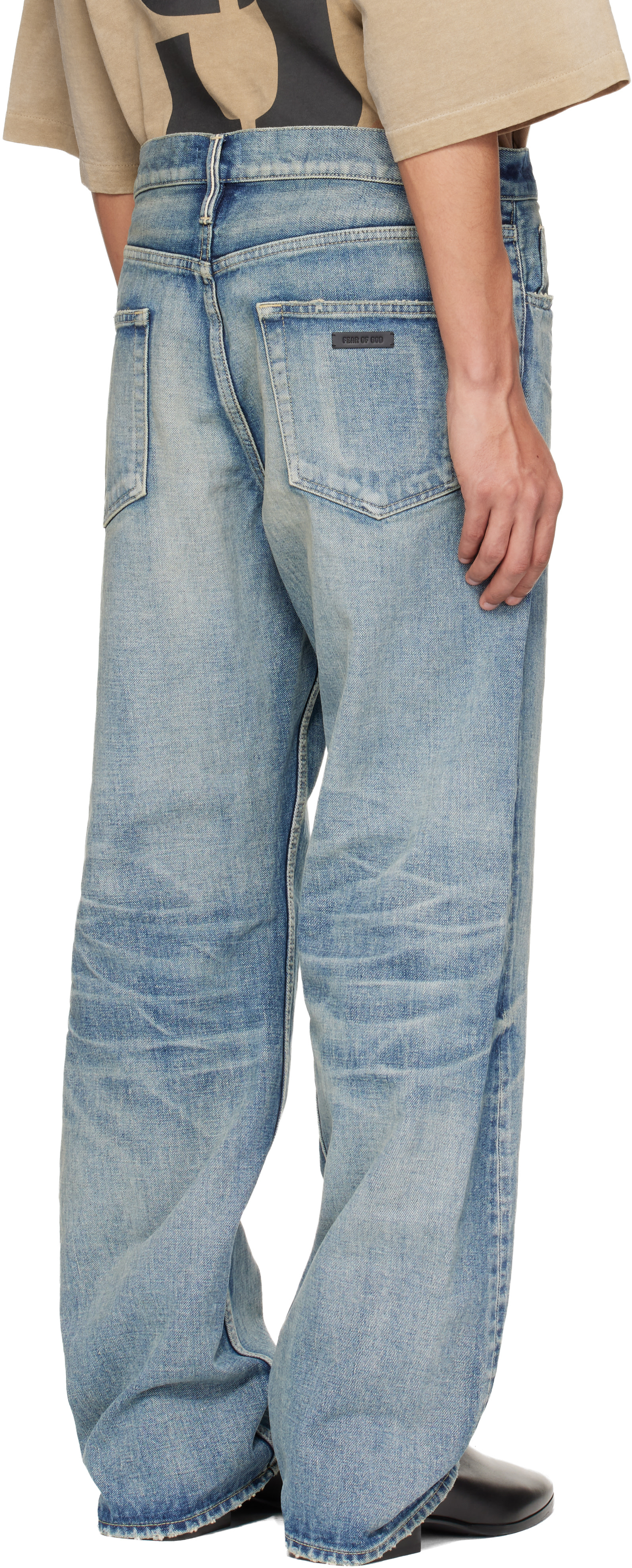 デニム/ジーンズ fearofgod ssense Fear of God: Blue Straight 5 Pocket Jeans | SSENSE