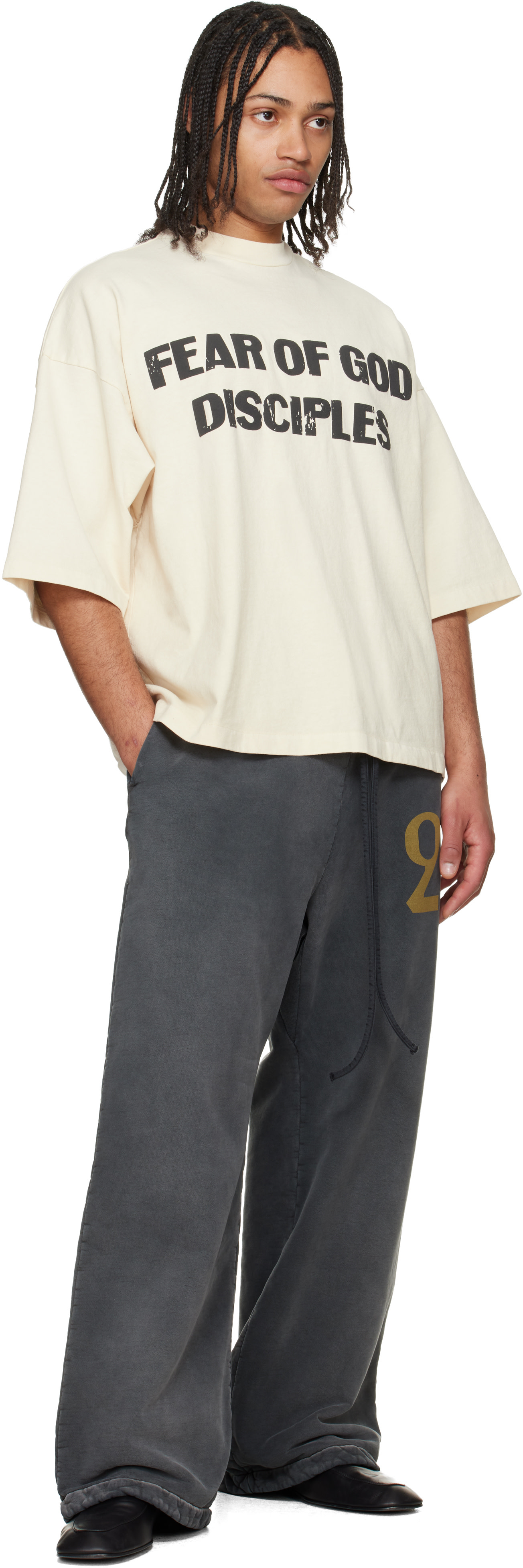 Fear of God: ブラック '26' ワイドレッグ スウェットパンツ | SSENSE 日本