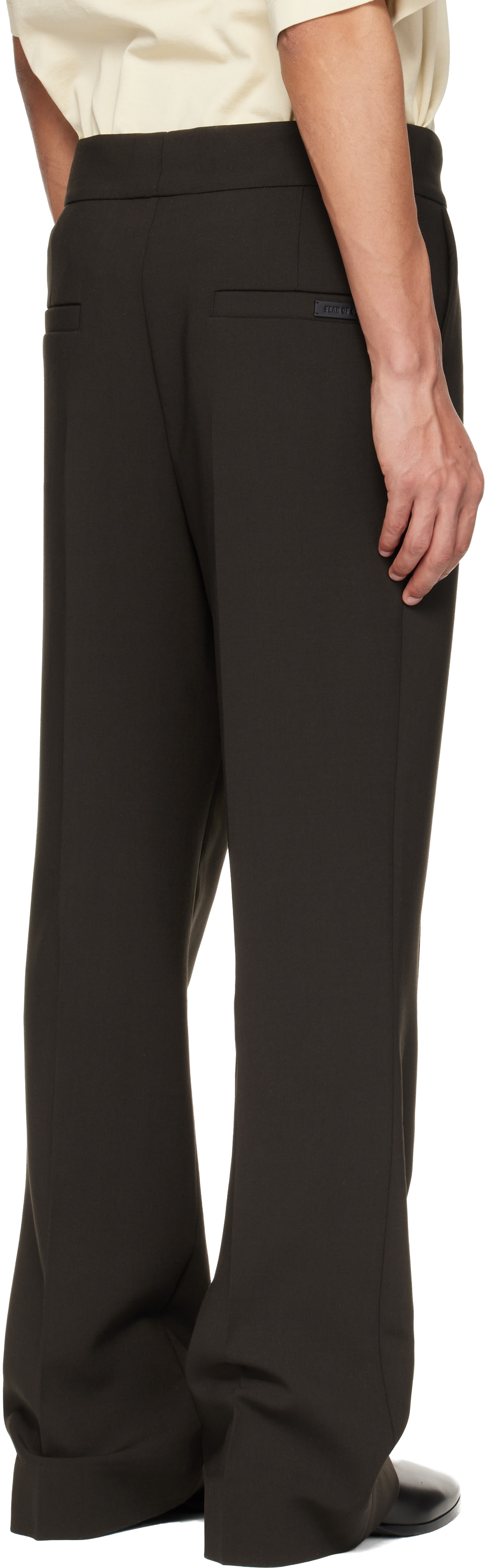 Fear of God: Brown Double Weave Wool Tailored Flared Trousers | SSENSE