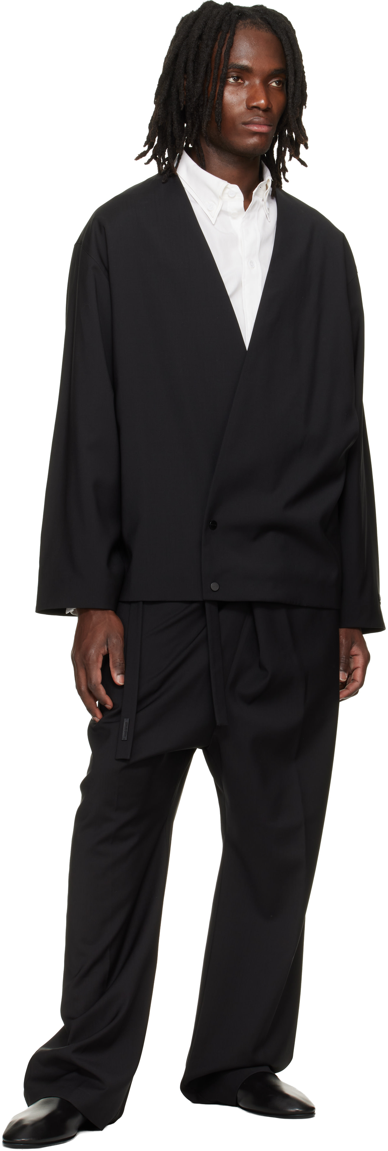 Fear of God: ブラック Easy Care ウール ラップ トラウザーズ