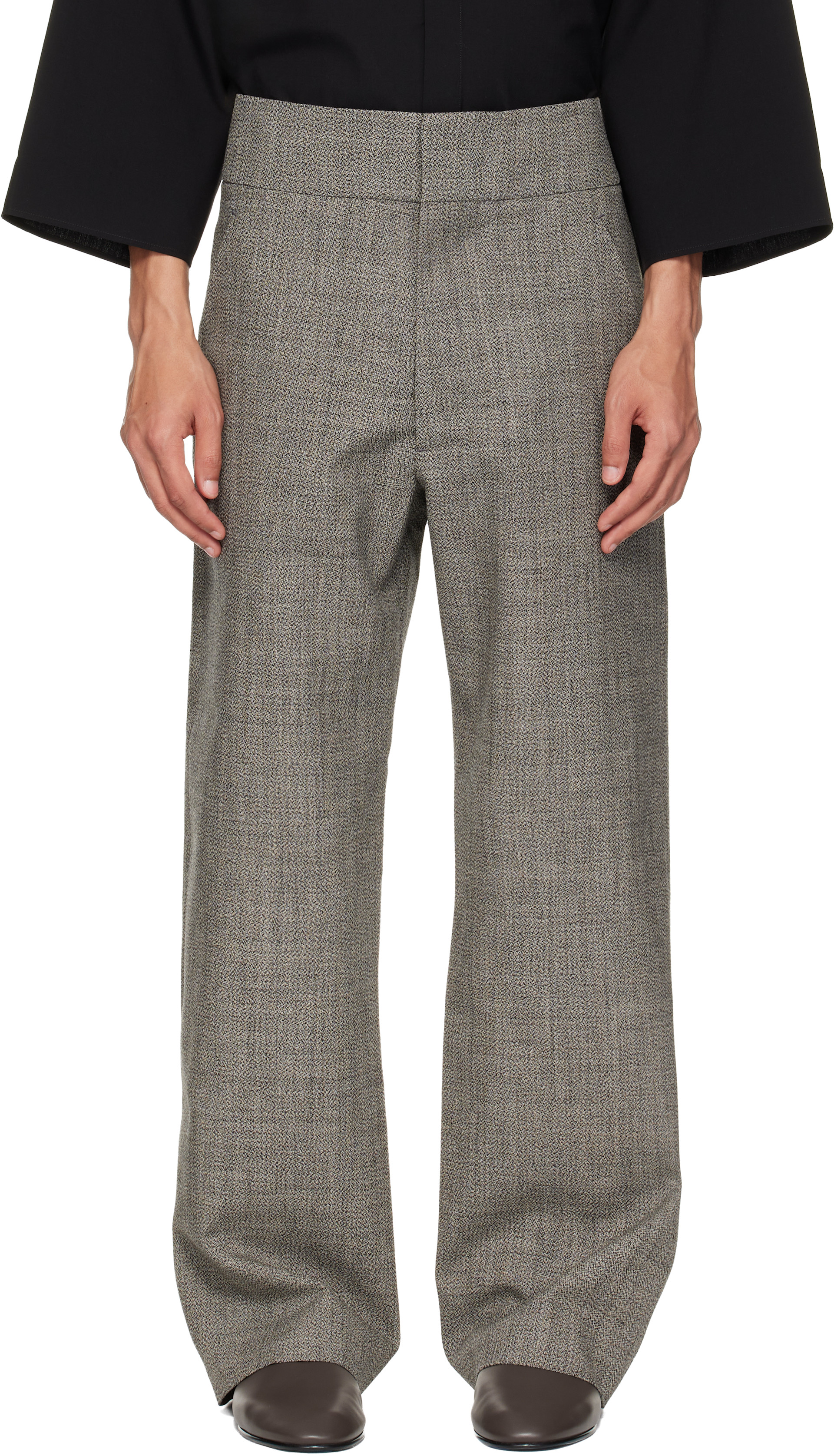 fear of god 8th ウールカシミヤパンツ M グレー Fear of God: Gray Mouline Wool Casual Flat Front Trousers | SSENSE