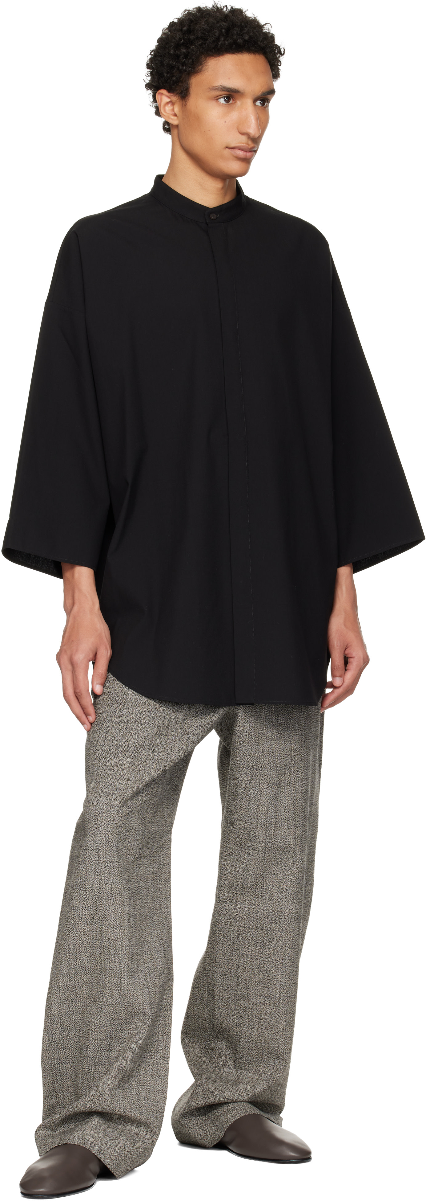 fear of god 8th ウールカシミヤパンツ M グレー Fear of God: Gray Mouline Wool Casual Flat Front Trousers | SSENSE