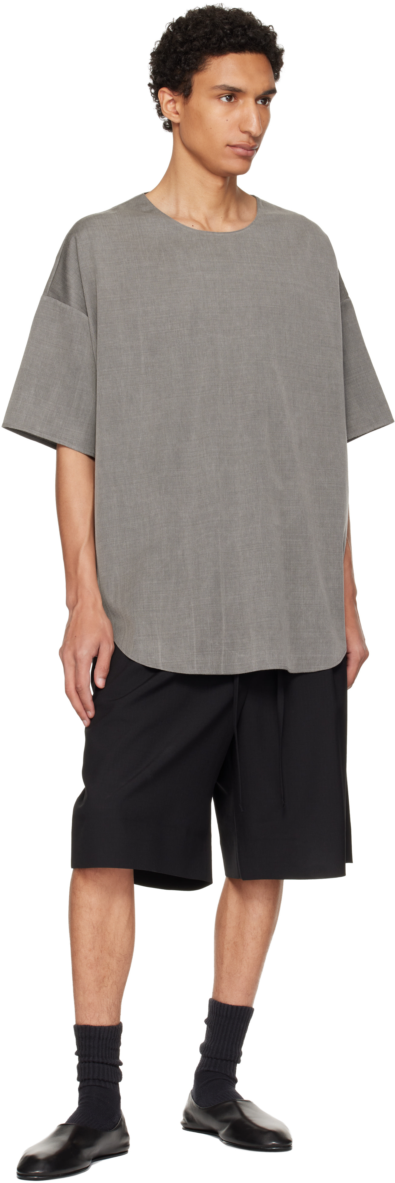 Fear of God: Black Wool Ripstop Baggy Shorts | SSENSE