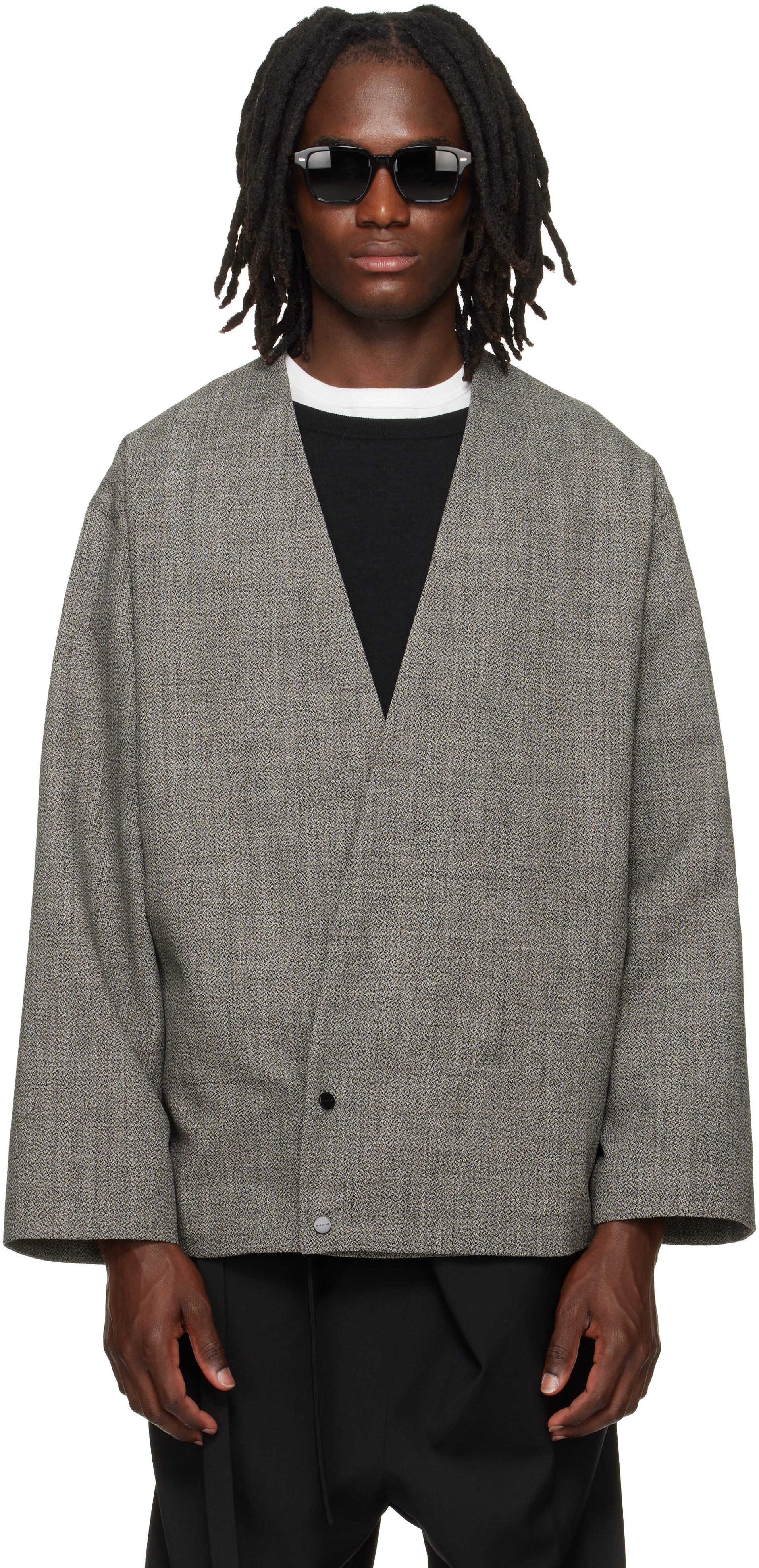 Fear of God: Gray Relaxed Cropped Lapelless Blazer | SSENSE Canada