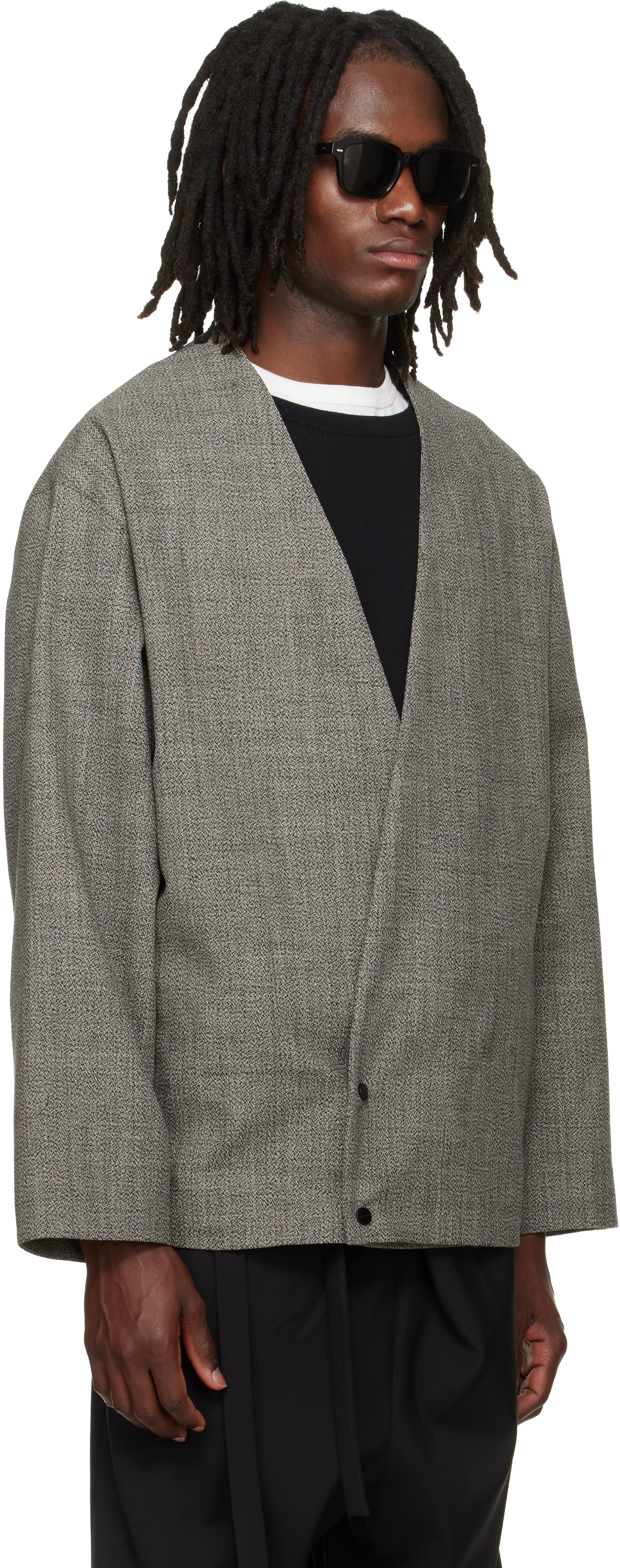 Fear of God: Gray Relaxed Cropped Lapelless Blazer | SSENSE