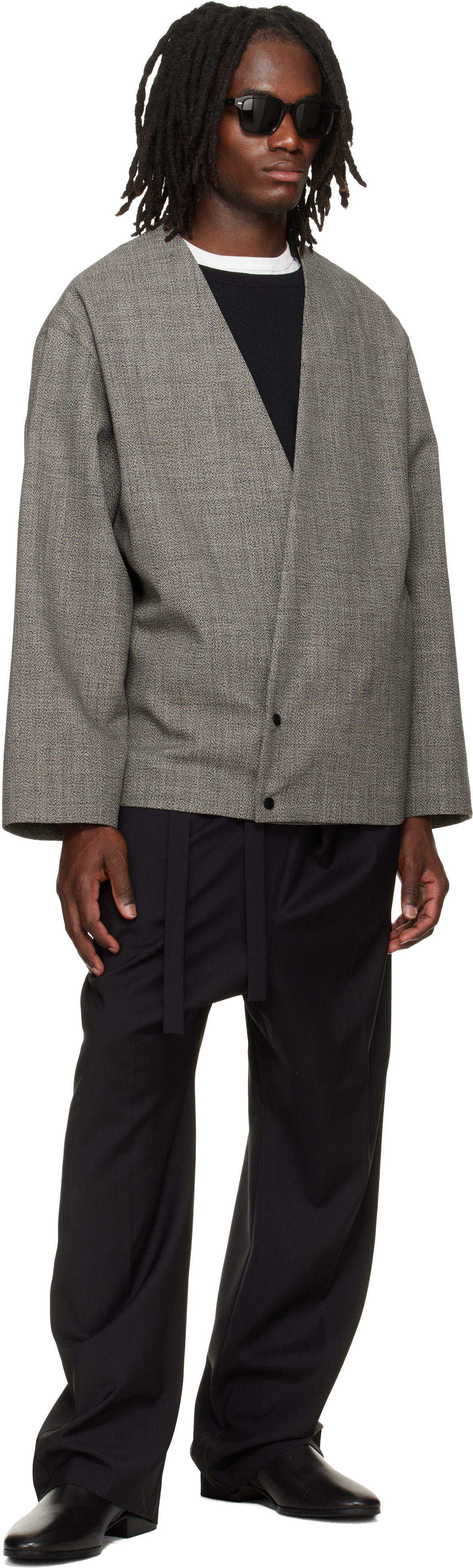 Fear of God: Gray Relaxed Cropped Lapelless Blazer | SSENSE United