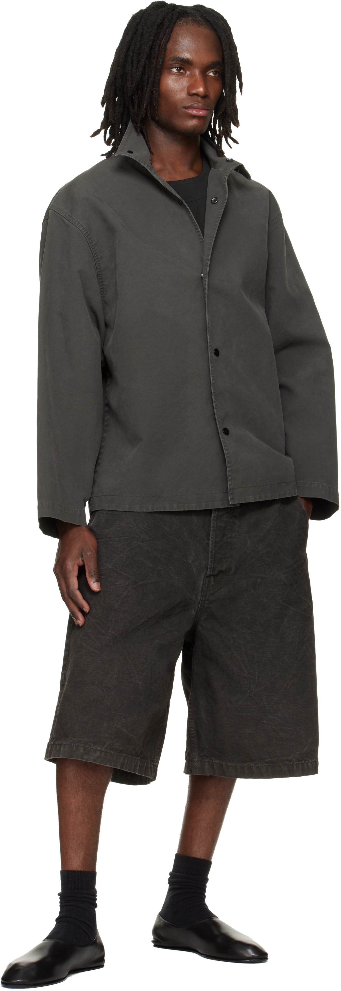 ノーカラージャケット Fear of God The Everyday Sportdcoat 48 Fear of God: Gray Garment Dyed Cotton Sport Jacket | SSENSE