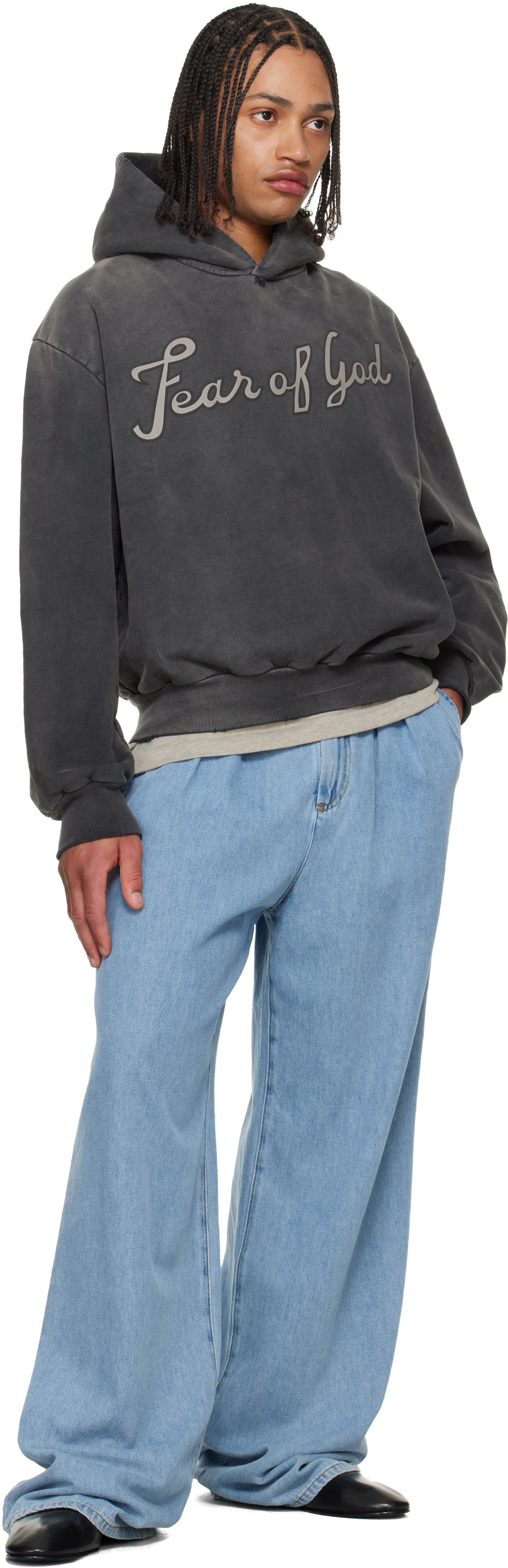 Fear of God: Black '26' Classic Half Raglan Hoodie | SSENSE