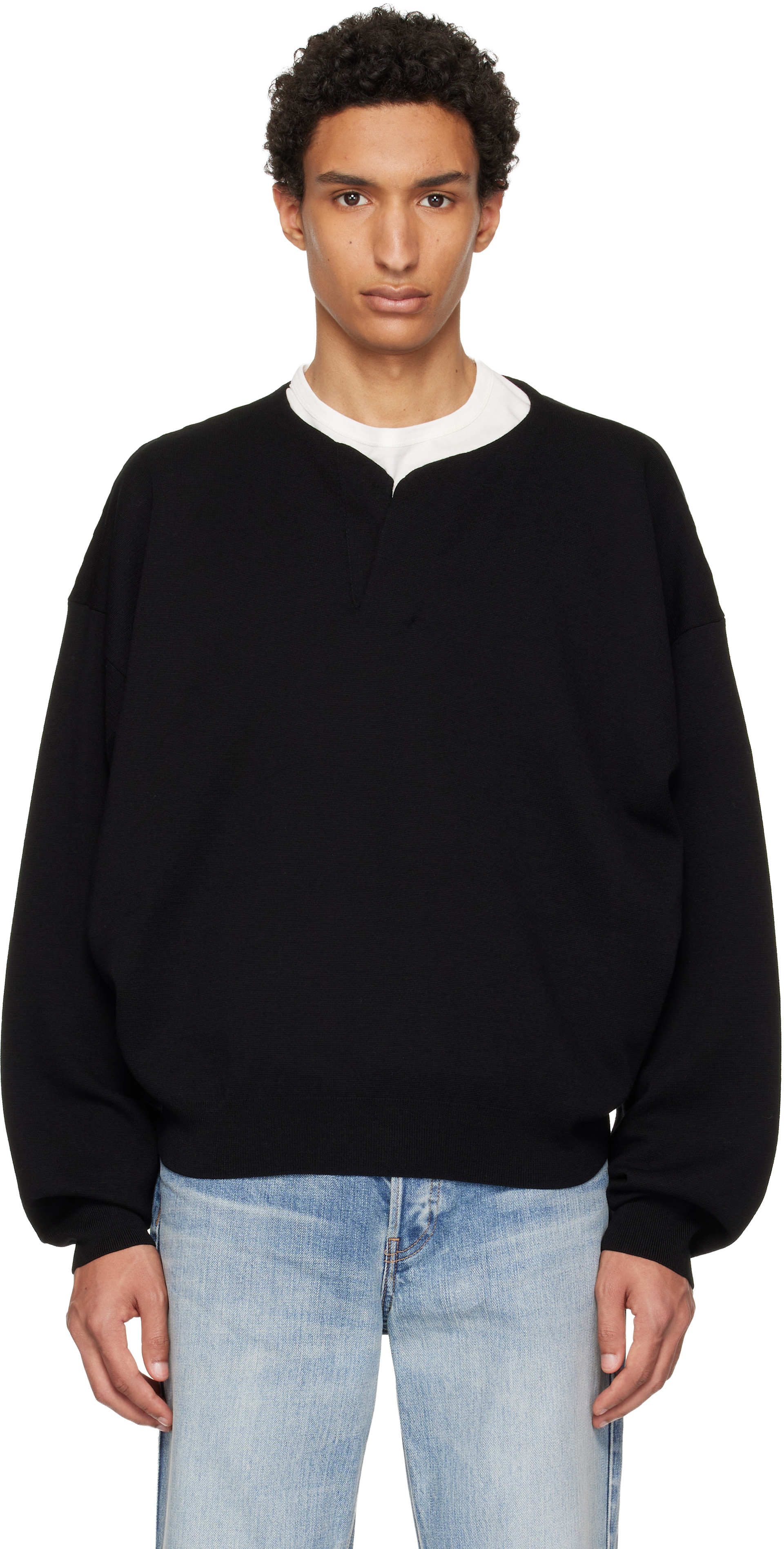美品★希少完売品 白×黒 BRIEFING メリノウールロゴニットセットアップM Fear of God: ブラック メリノ ミラノリブ ヘンリーネック | SSENSE 日本