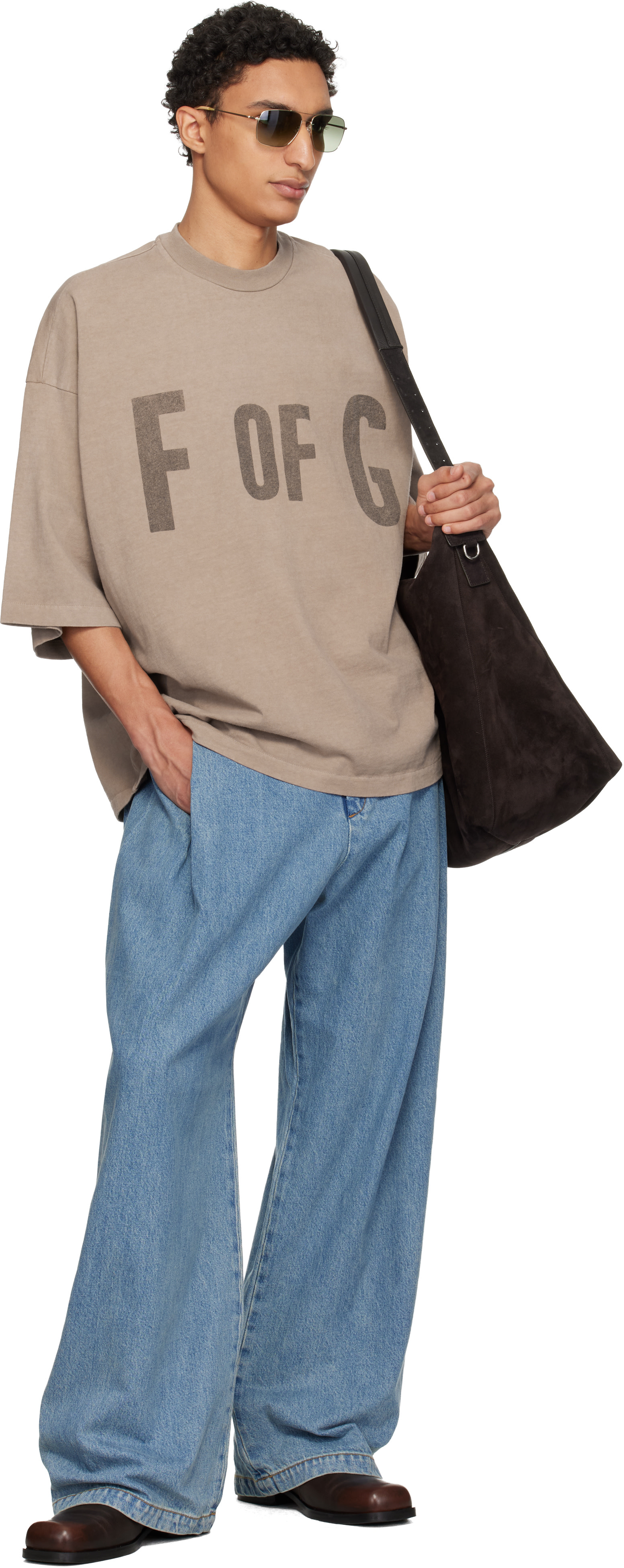 Fear of God Eternal 長袖Tシャツ ベージュ Fear of God: ベージュ 'F Of G' Tシャツ | SSENSE 日本