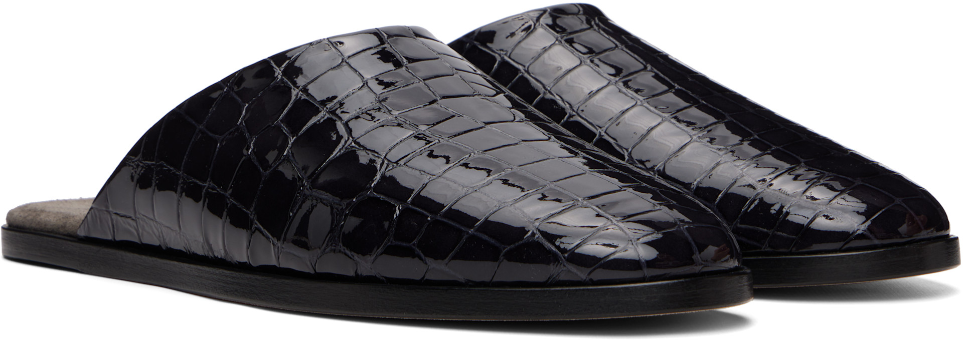 Fear of god the loafer フィアオブゴッド スリッポン Fear of God: Navy Croc-Embossed Slip-on Loafers | SSENSE