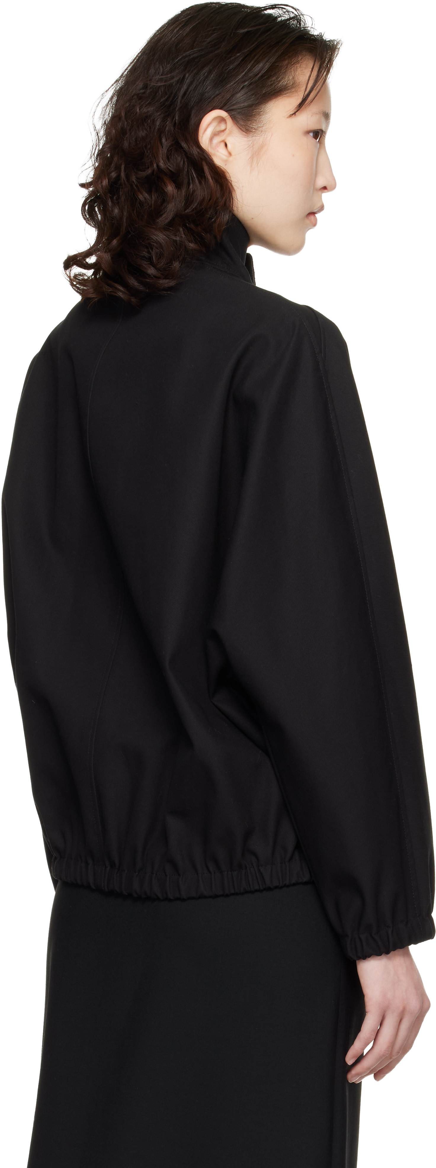 Courrèges: Black Buckle Zipped Bomber Jacket | SSENSE