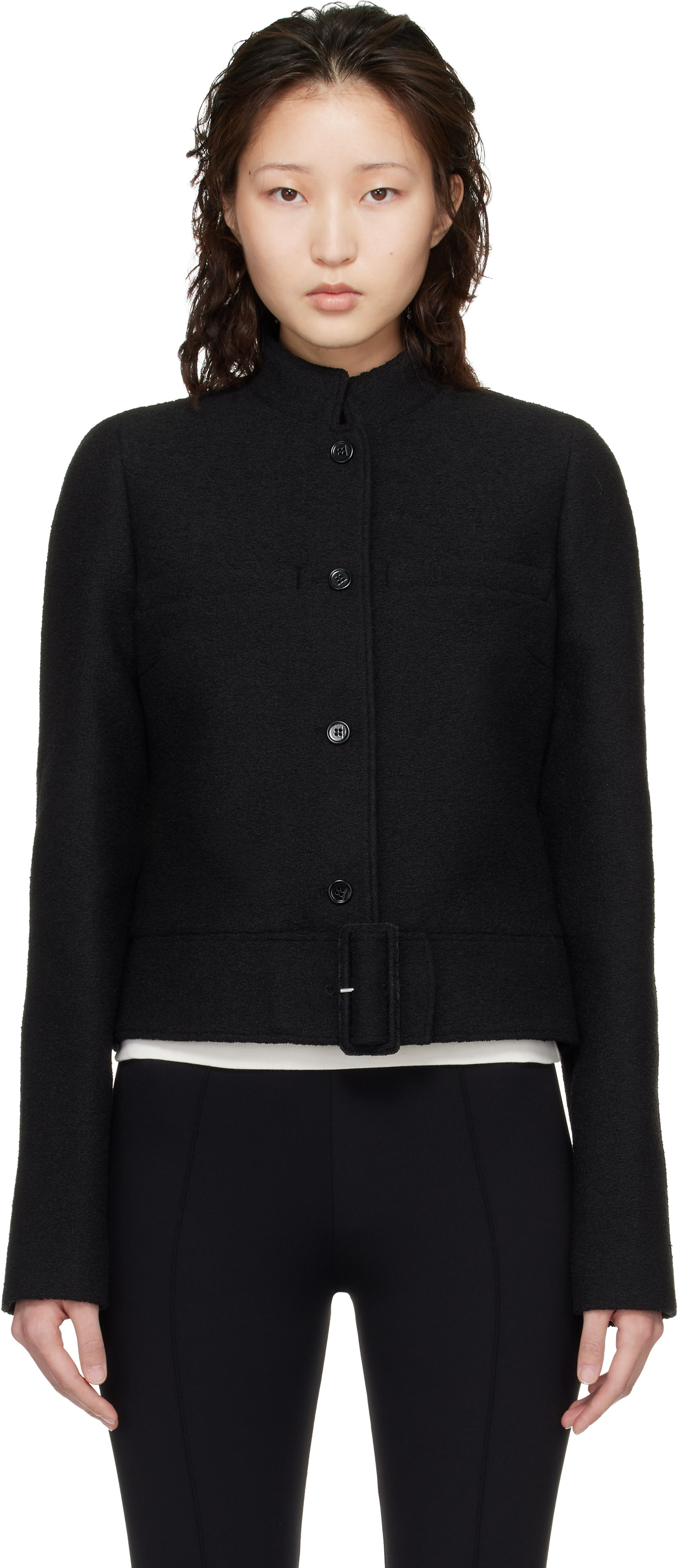 courreges クレージュ ジャケット ツイード Courrèges: ブラック Buckle Heritage ツイードジャケット | SSENSE 日本