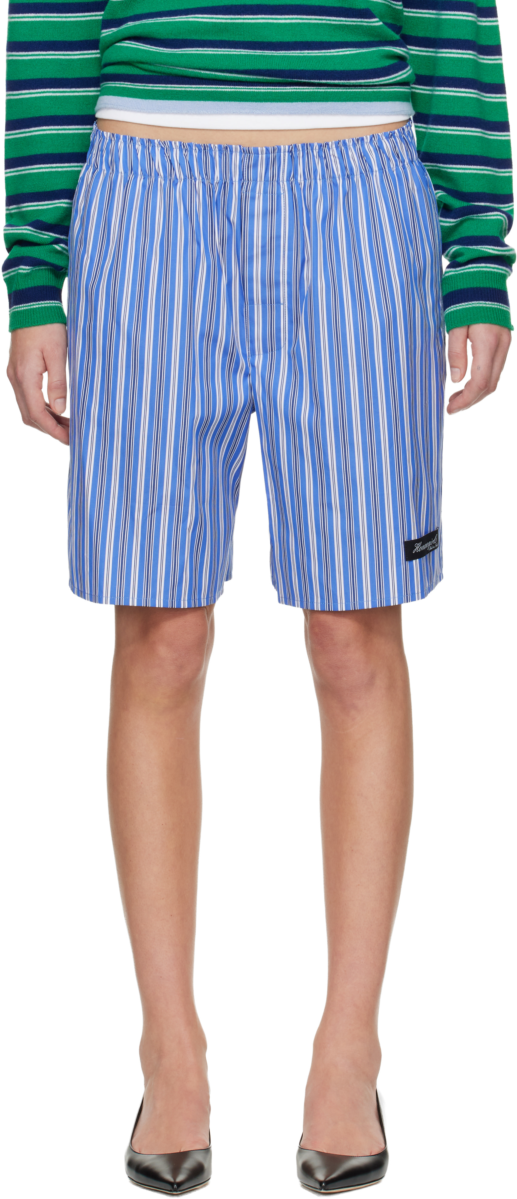 HommeGirls: Blue Long Boxer Shorts | SSENSE