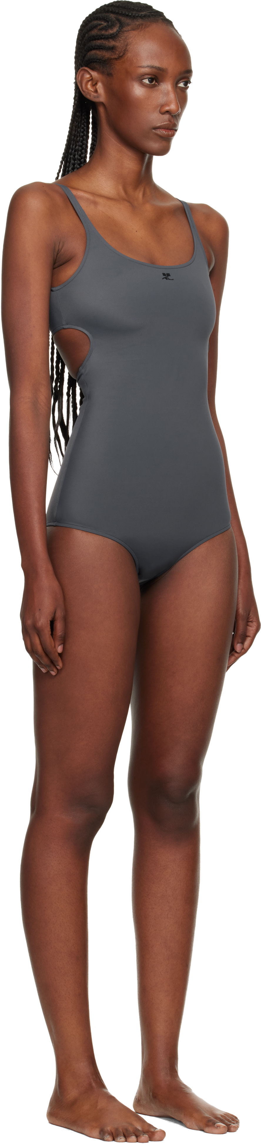 Courrèges - Maillot de bain gris à découpes