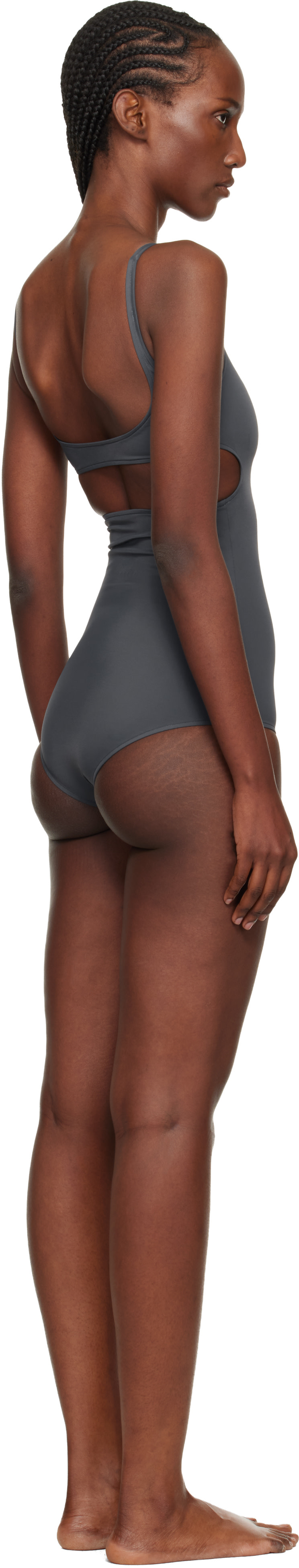 Courrèges - Maillot de bain gris à découpes