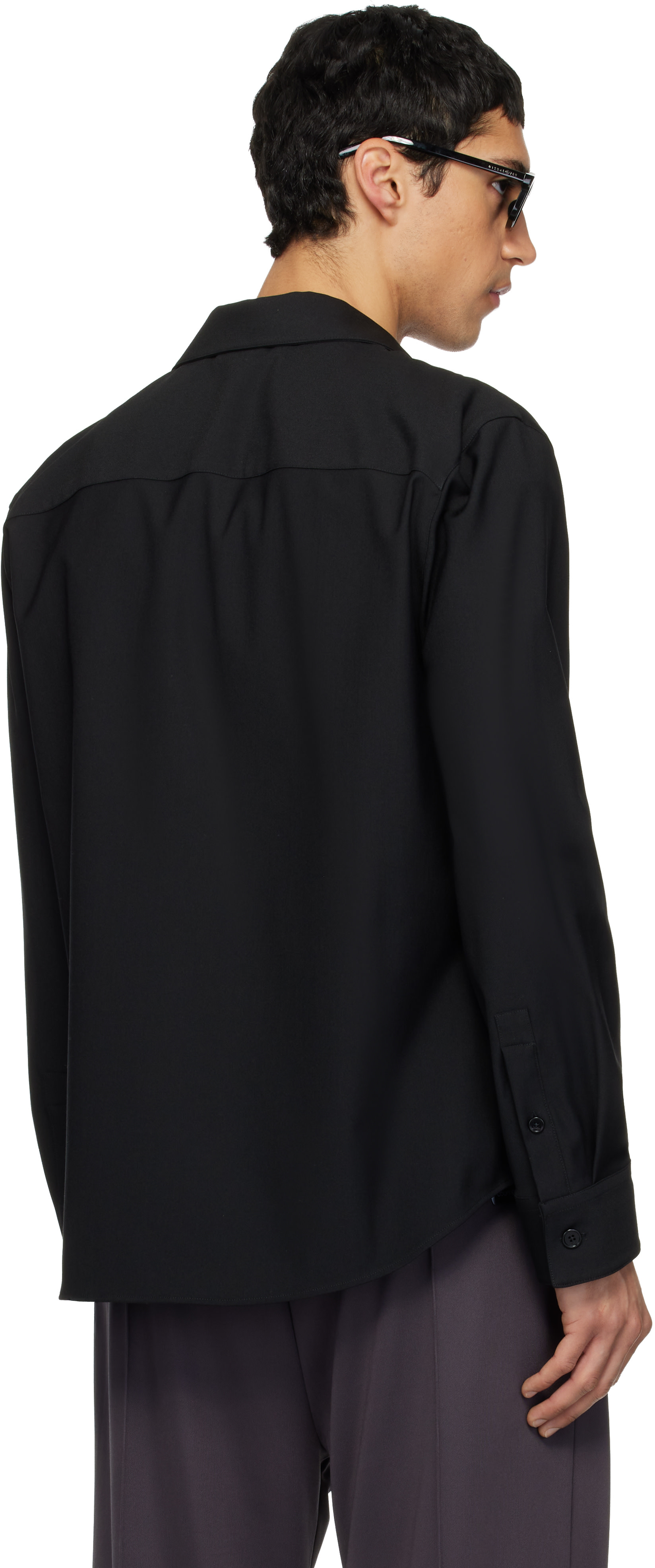 Courrèges: Black Zipped Twill Shirt Jacket | SSENSE