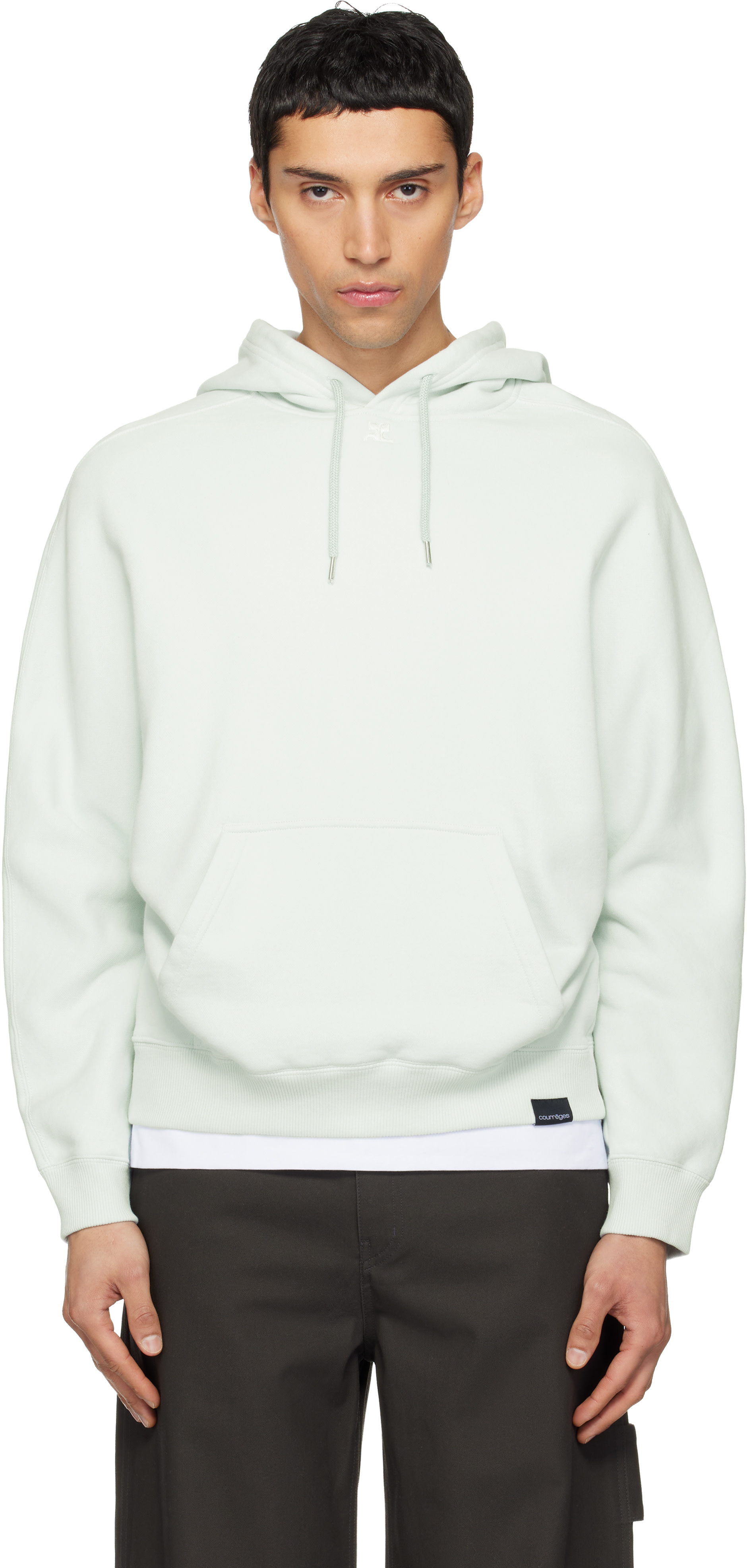 Courrèges - Pull à capuche surdimensionné vert