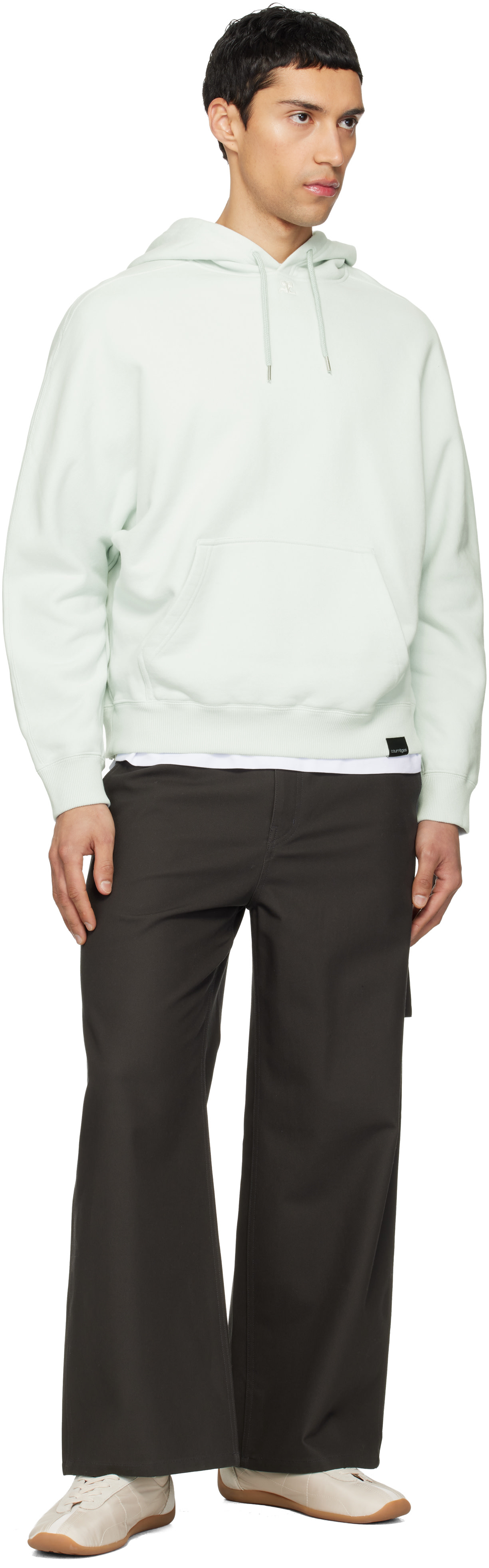 Courrèges - Pull à capuche surdimensionné vert