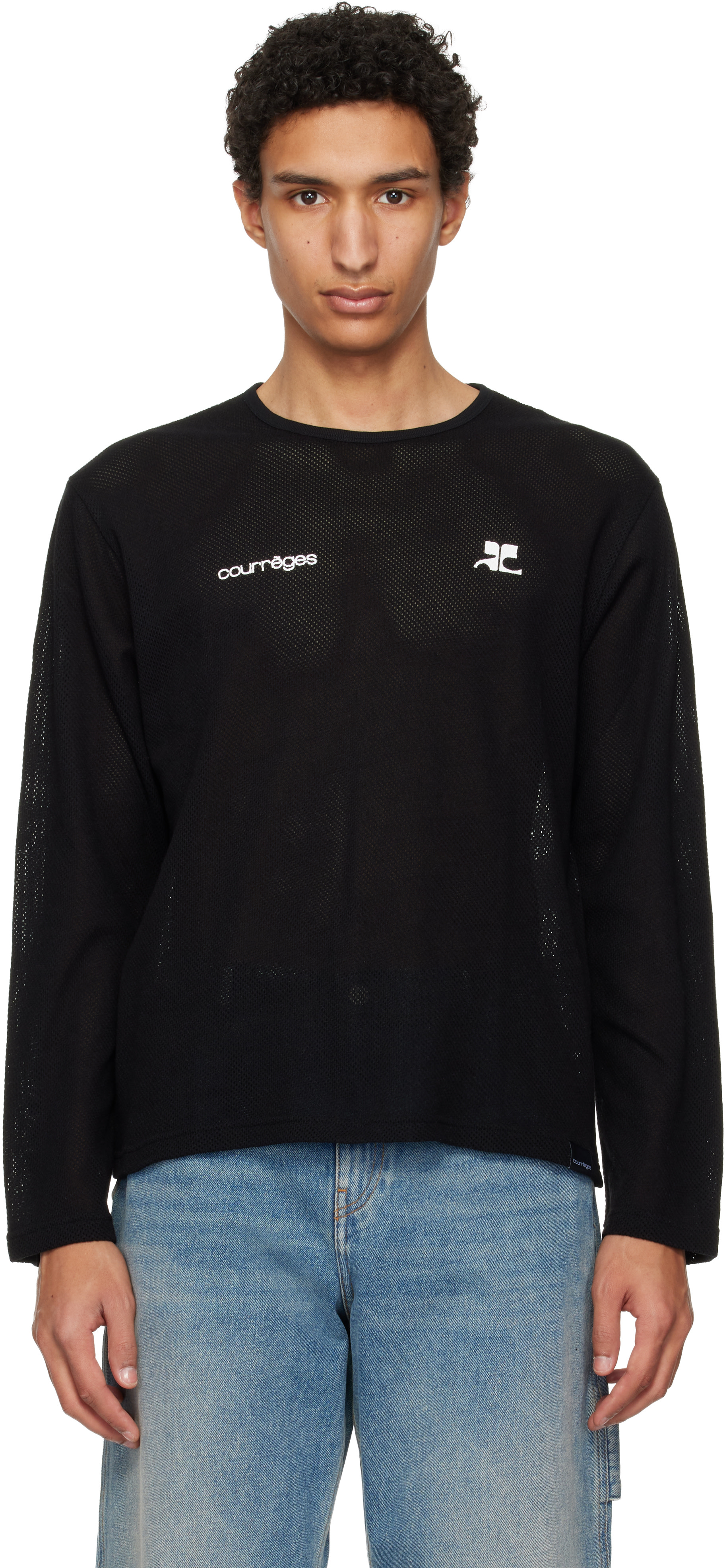Courrèges - Black Printed Mesh T-shirt