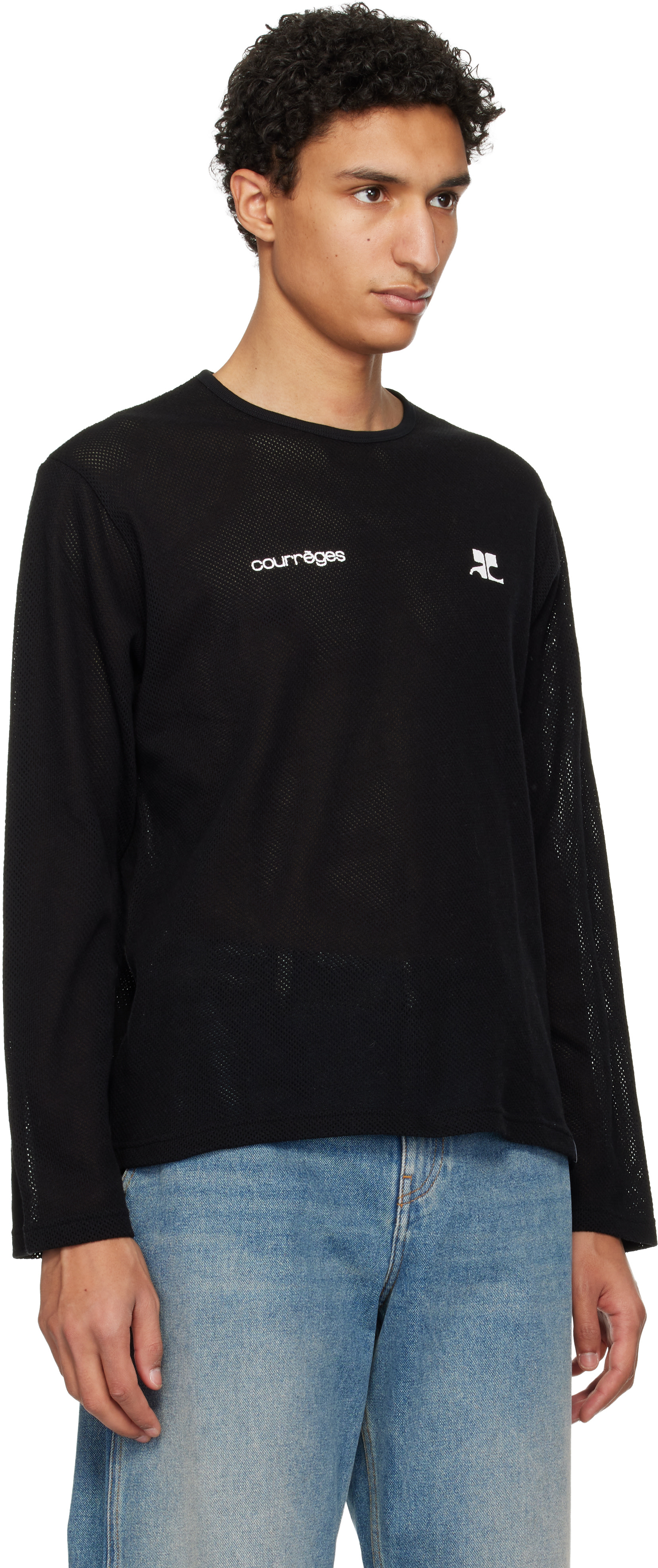 Courrèges - Black Printed Mesh T-shirt