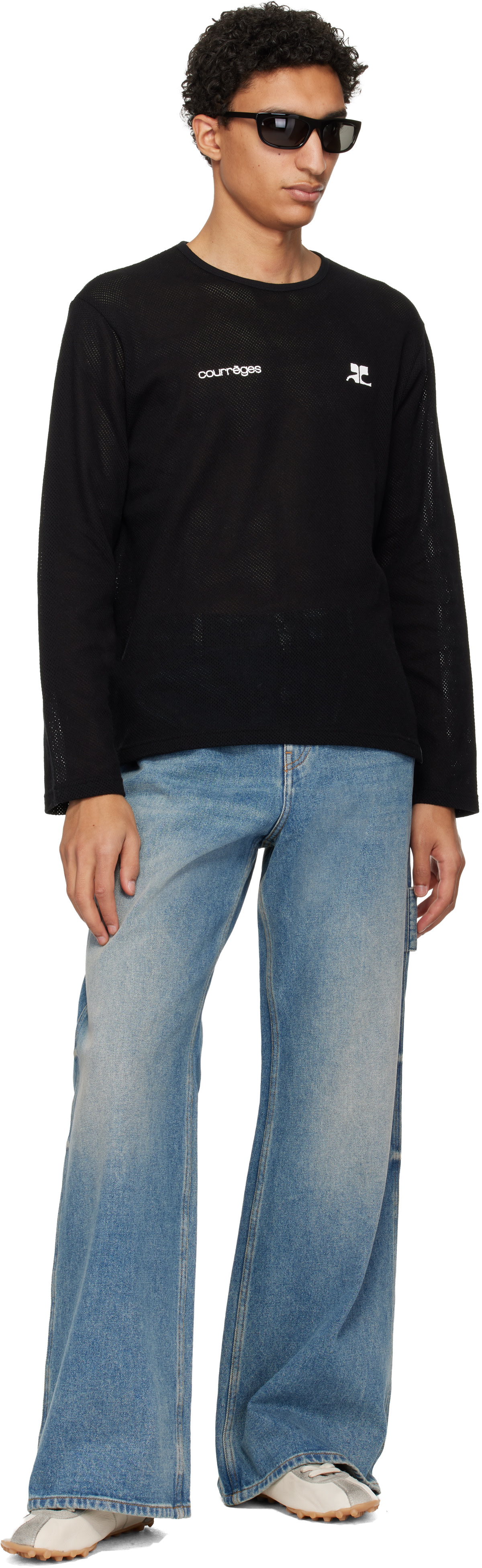Courrèges - Black Printed Mesh T-shirt