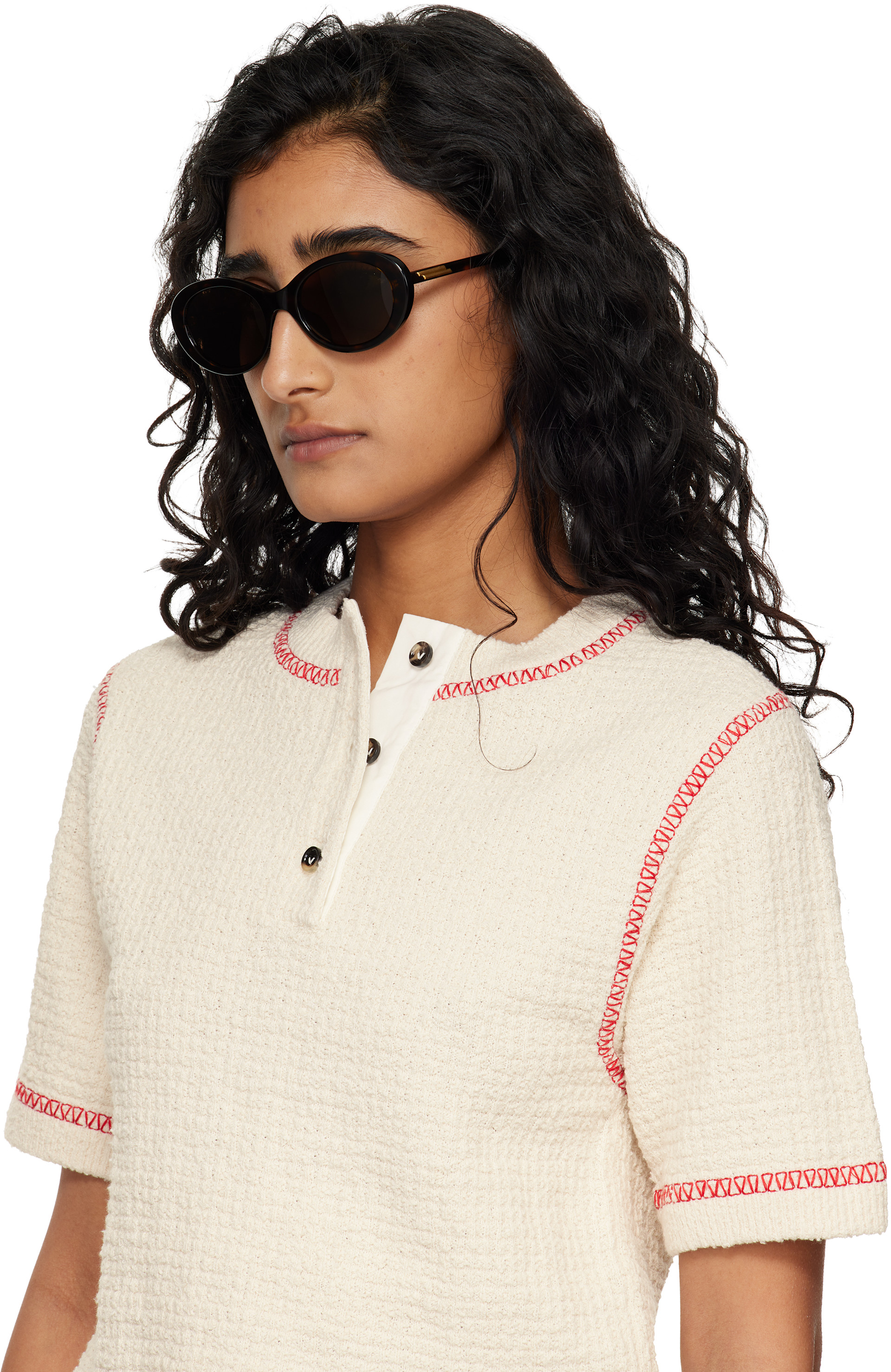 Bottega Veneta: Brown Slim Ribbon Oval Sunglasses | SSENSE