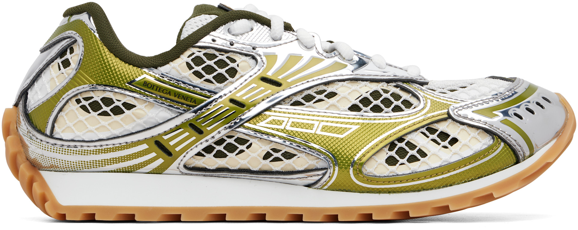 Bottega Veneta - Baskets Orbit vert et argenté