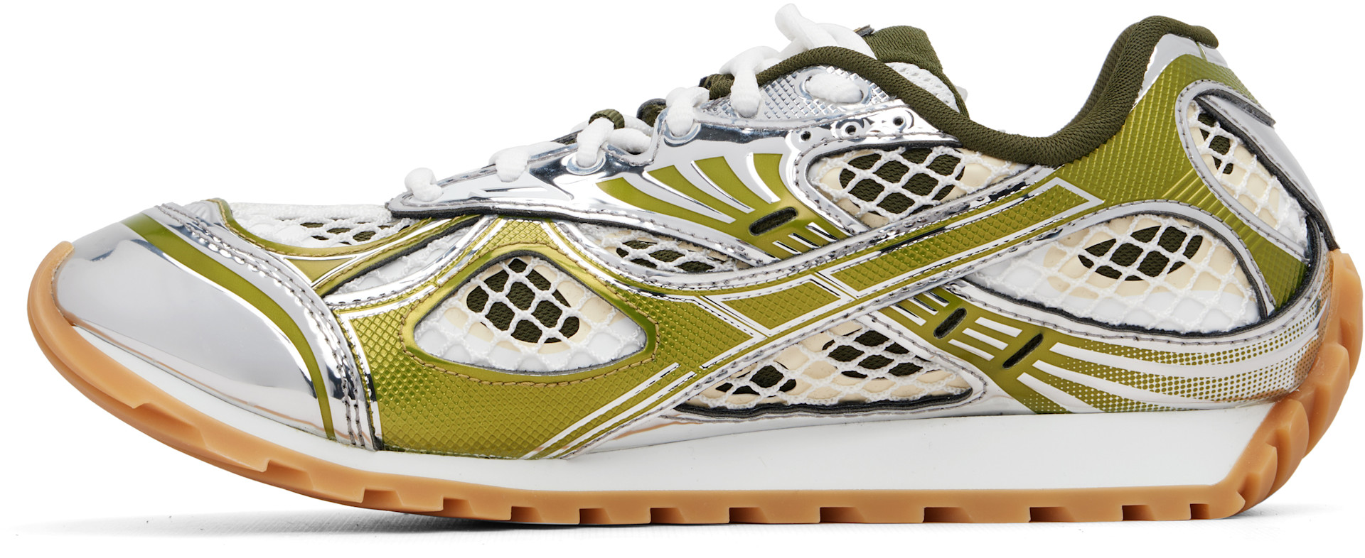 Bottega Veneta - Baskets Orbit vert et argenté