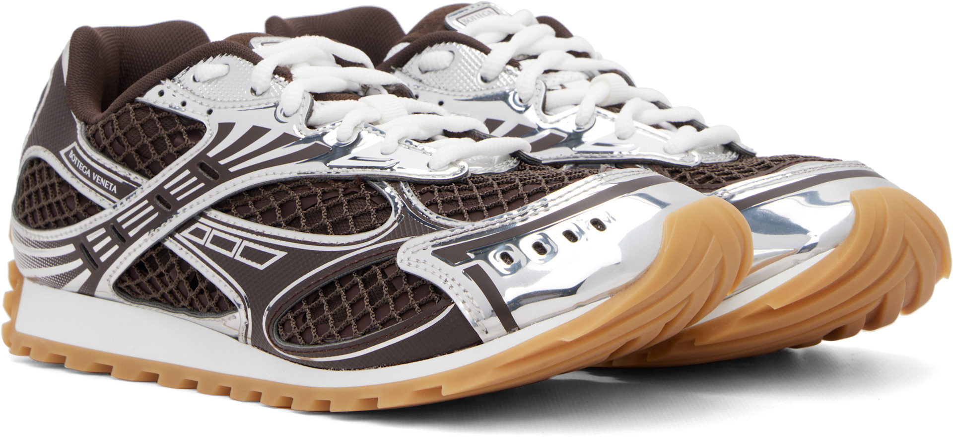 Bottega Veneta - Baskets Orbit brun et argenté