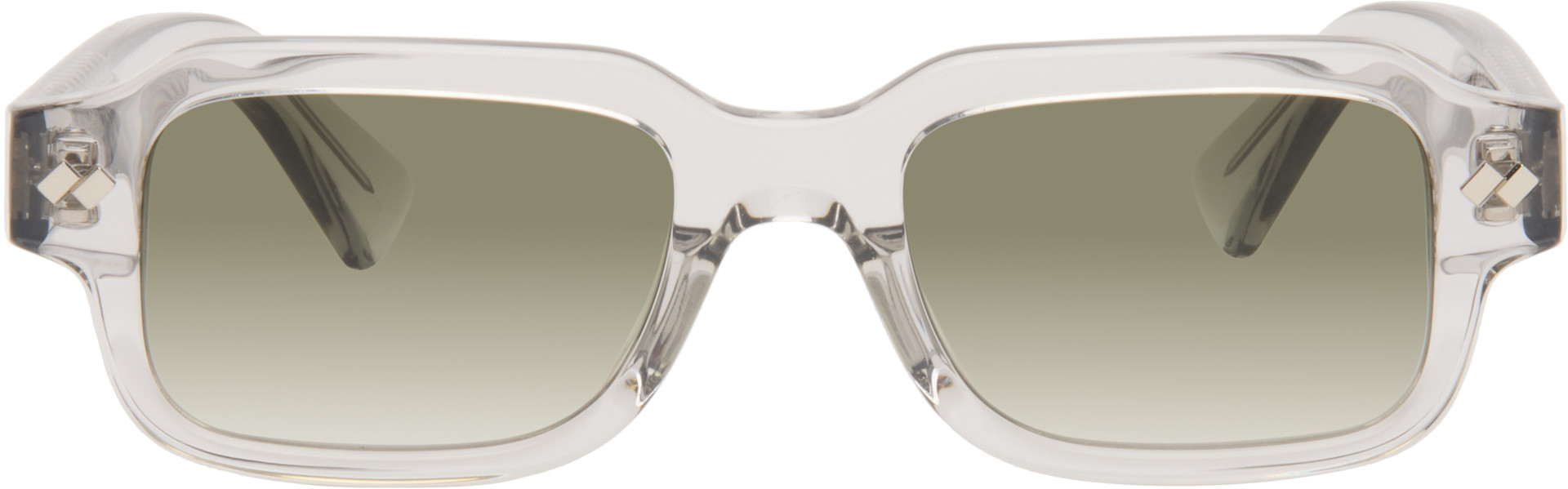 Bottega Veneta - Transparent Intrecciato Rectangular Sunglasses