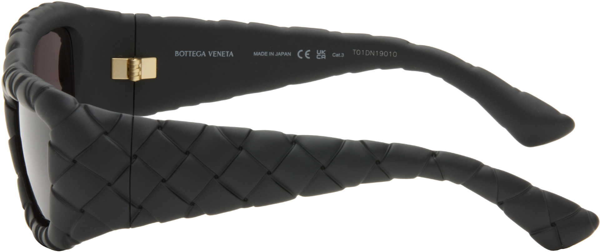 Bottega Veneta - 블랙 인트레치아토 렉탱글 선글라스
