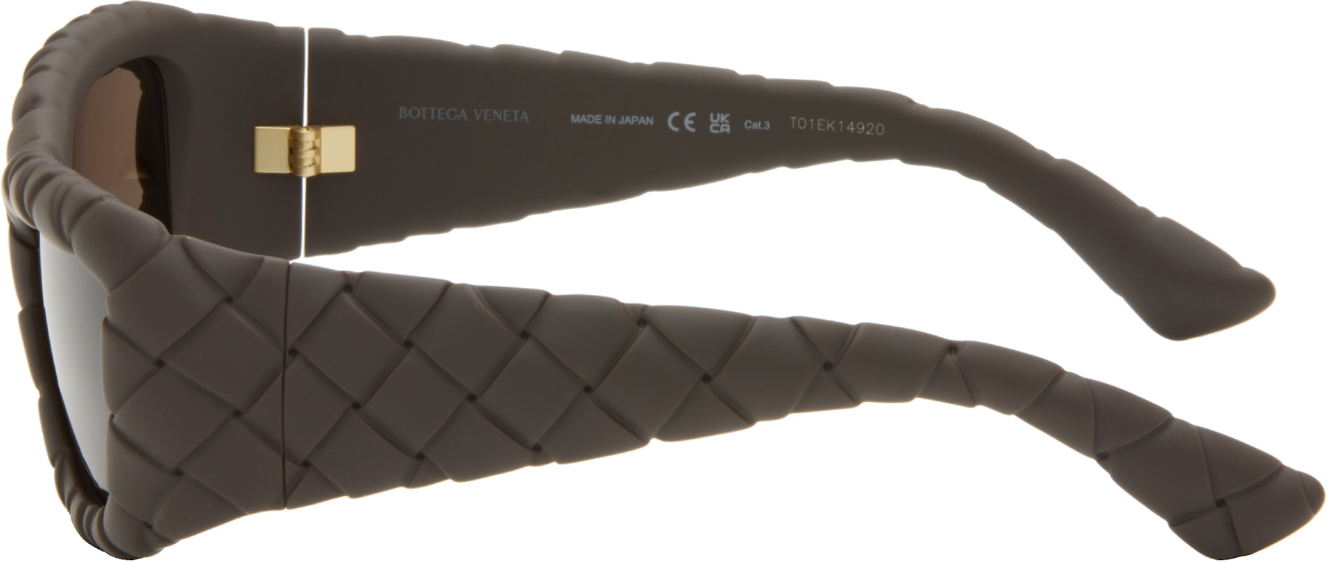 Bottega Veneta - 브라운 인트레치아토 렉탱글 선글라스