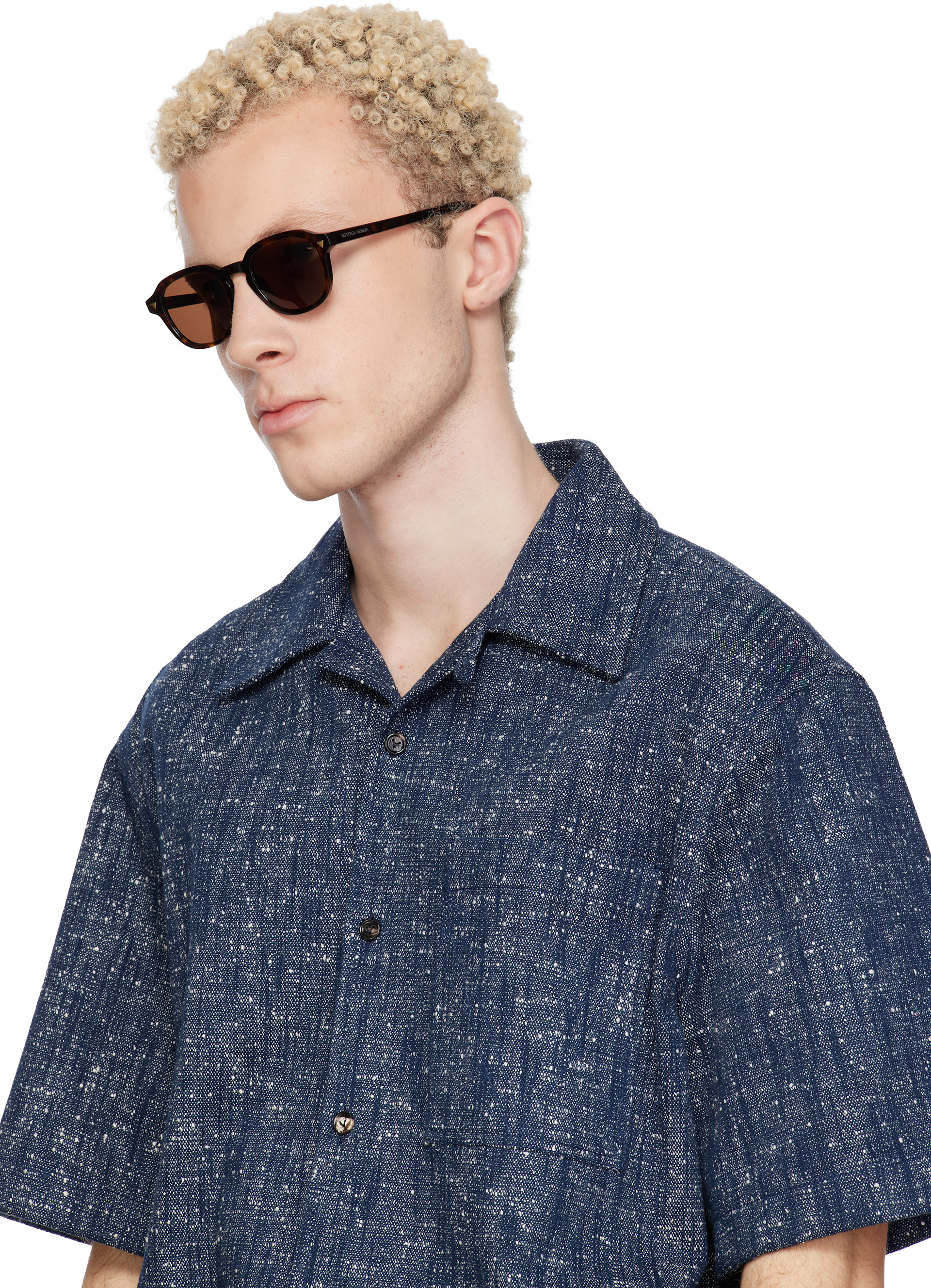 Bottega Veneta - 브라운 라운드 선글라스