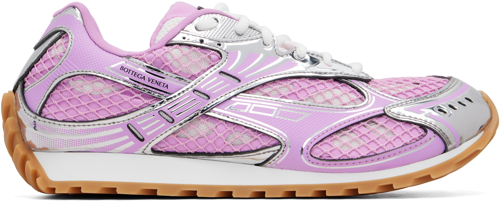 Bottega Veneta: Pink & Silver Orbit Sneakers | SSENSE