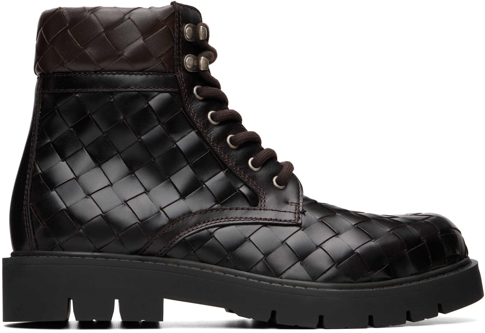 Bottega Veneta: Brown Haddock Lace-Up Ankle Boots | SSENSE