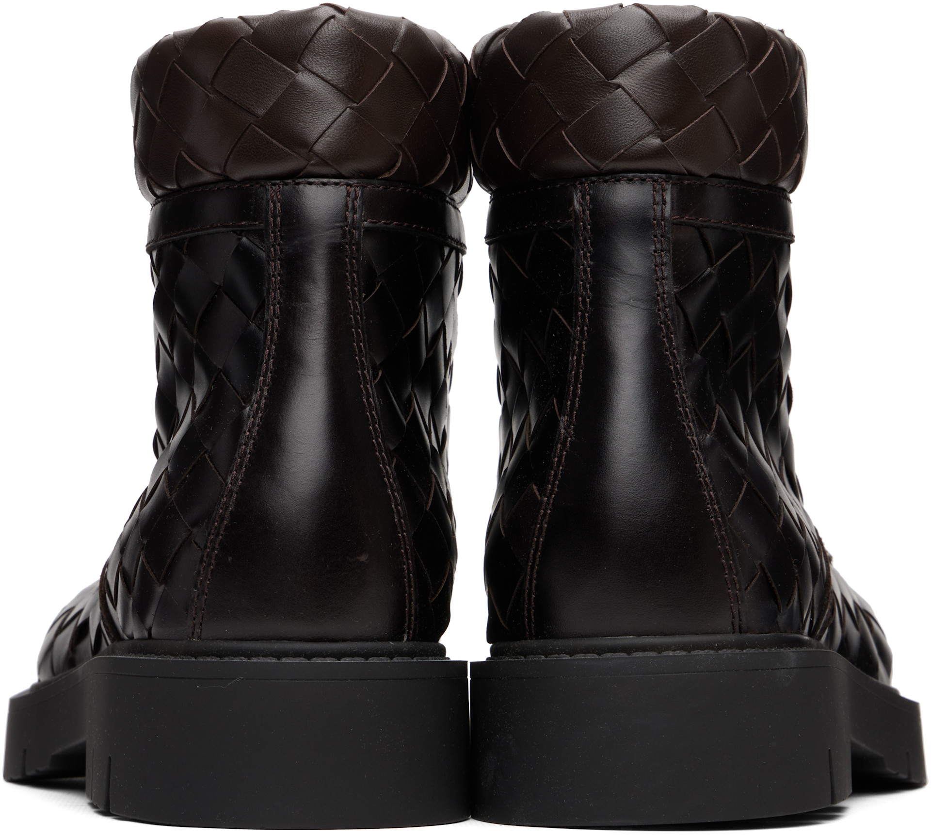 Bottega Veneta: Brown Haddock Lace-Up Ankle Boots | SSENSE Canada