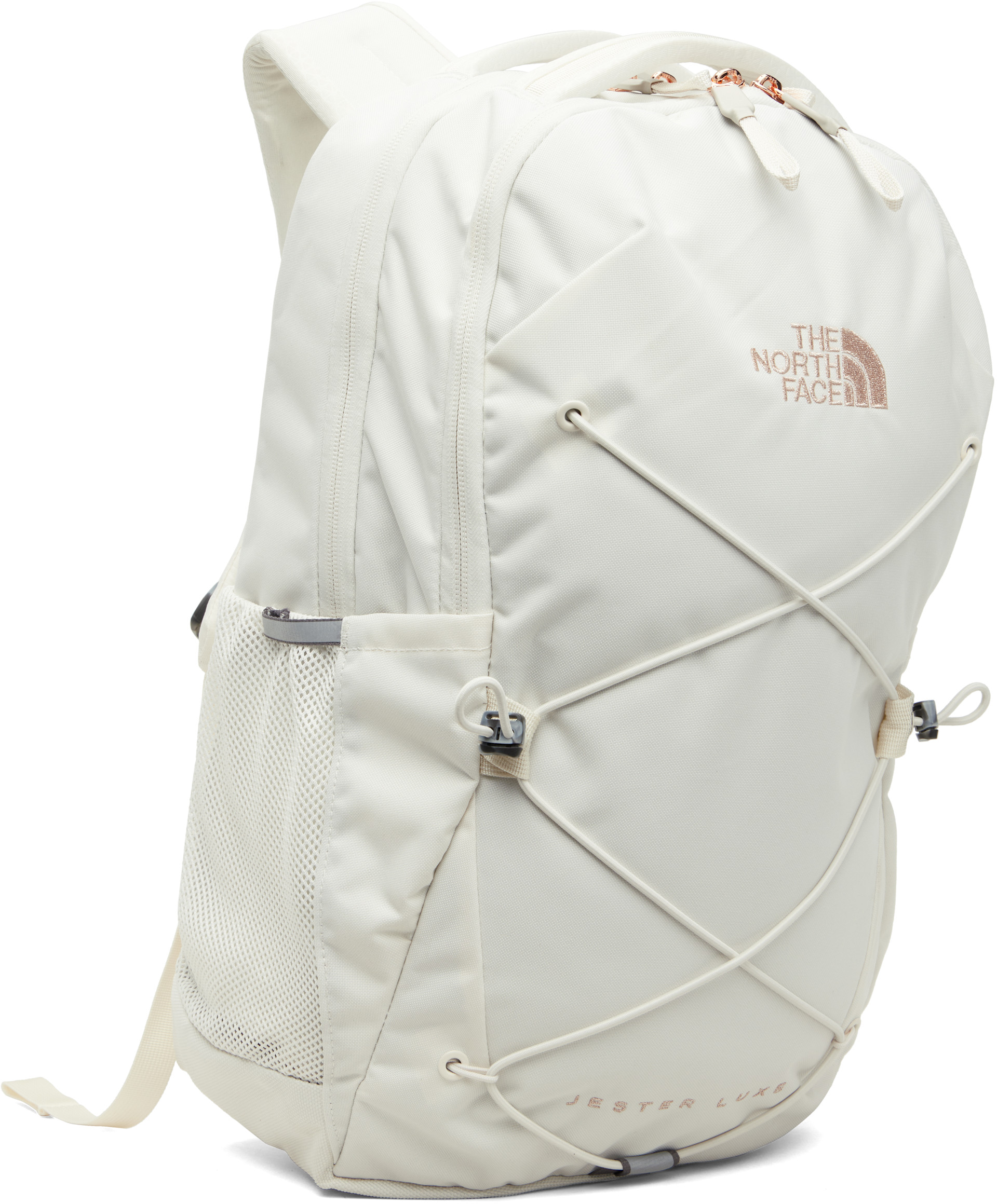 The North Face Women's Jester Luxe Backpack, Gardenia White Burnt Coral Metallic