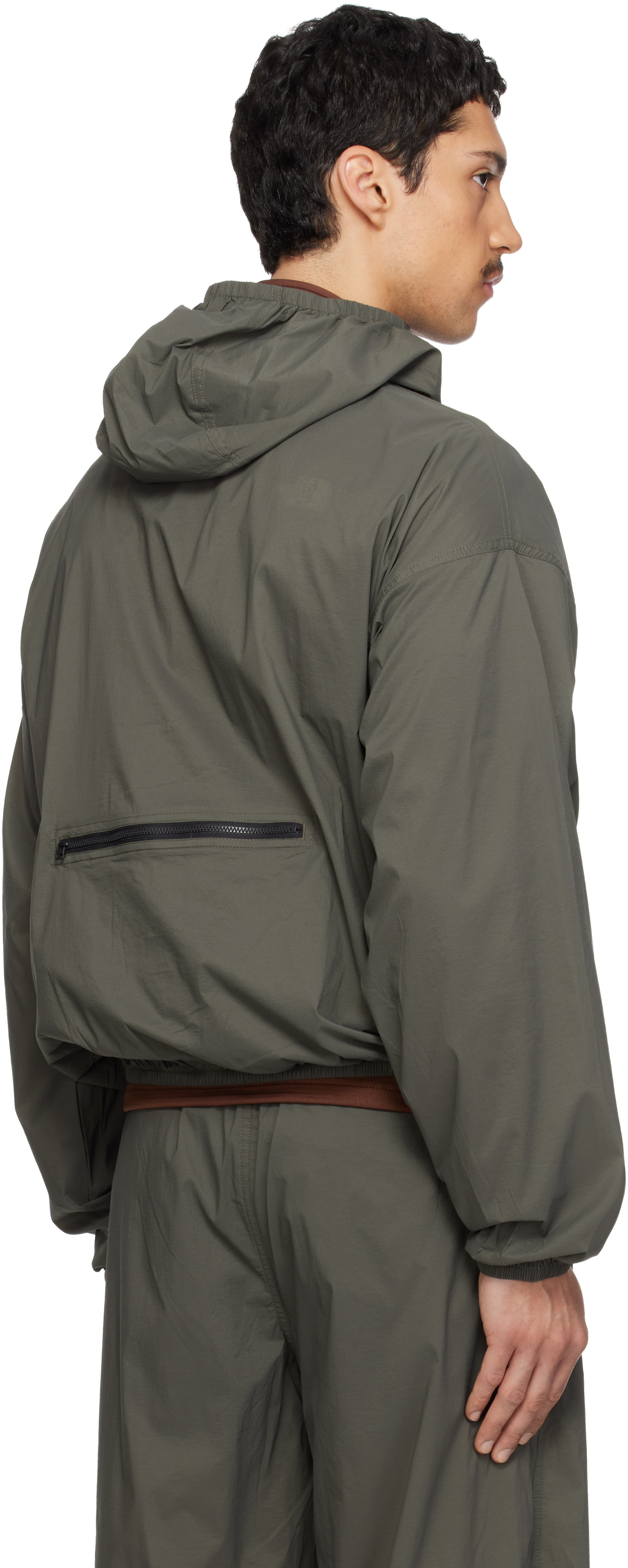 The North Face - Khaki TNF Red Box Packable Hooded Wind Jacket