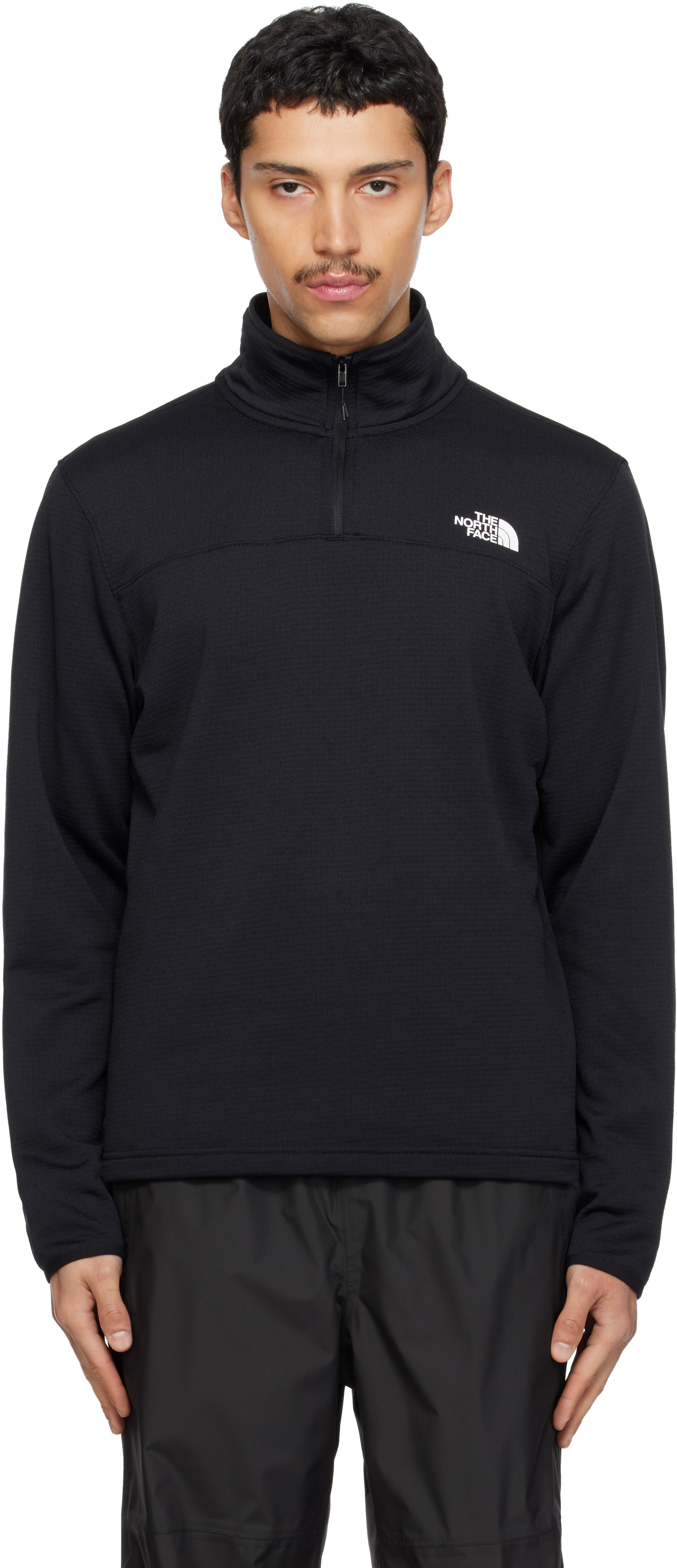 The North Face - Pull molletonné Cedar Trail Grid noir à glissière un quart