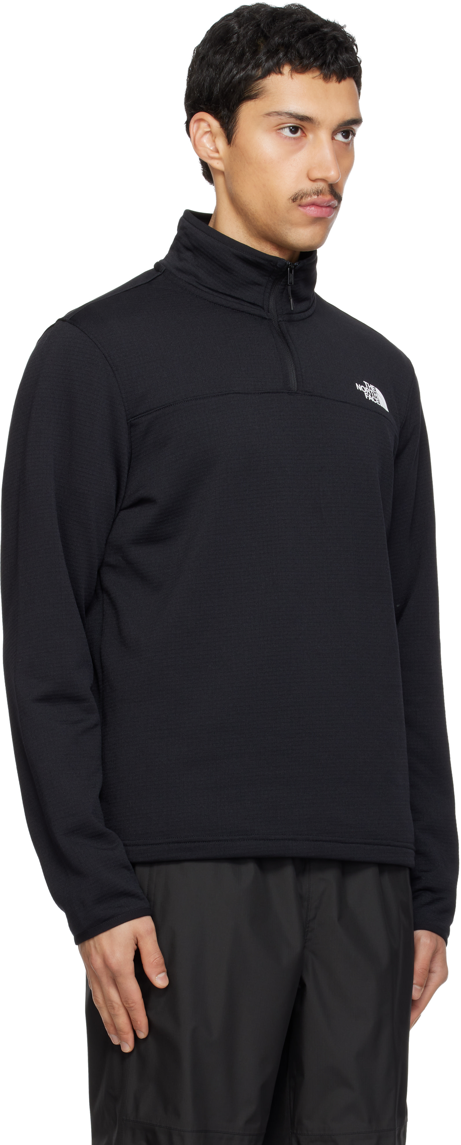 The North Face - Pull molletonné Cedar Trail Grid noir à glissière un quart