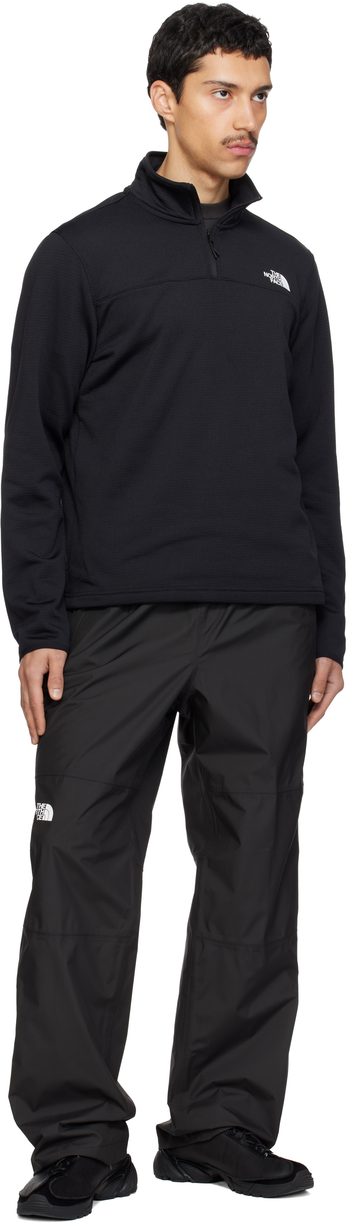 The North Face - Pull molletonné Cedar Trail Grid noir à glissière un quart