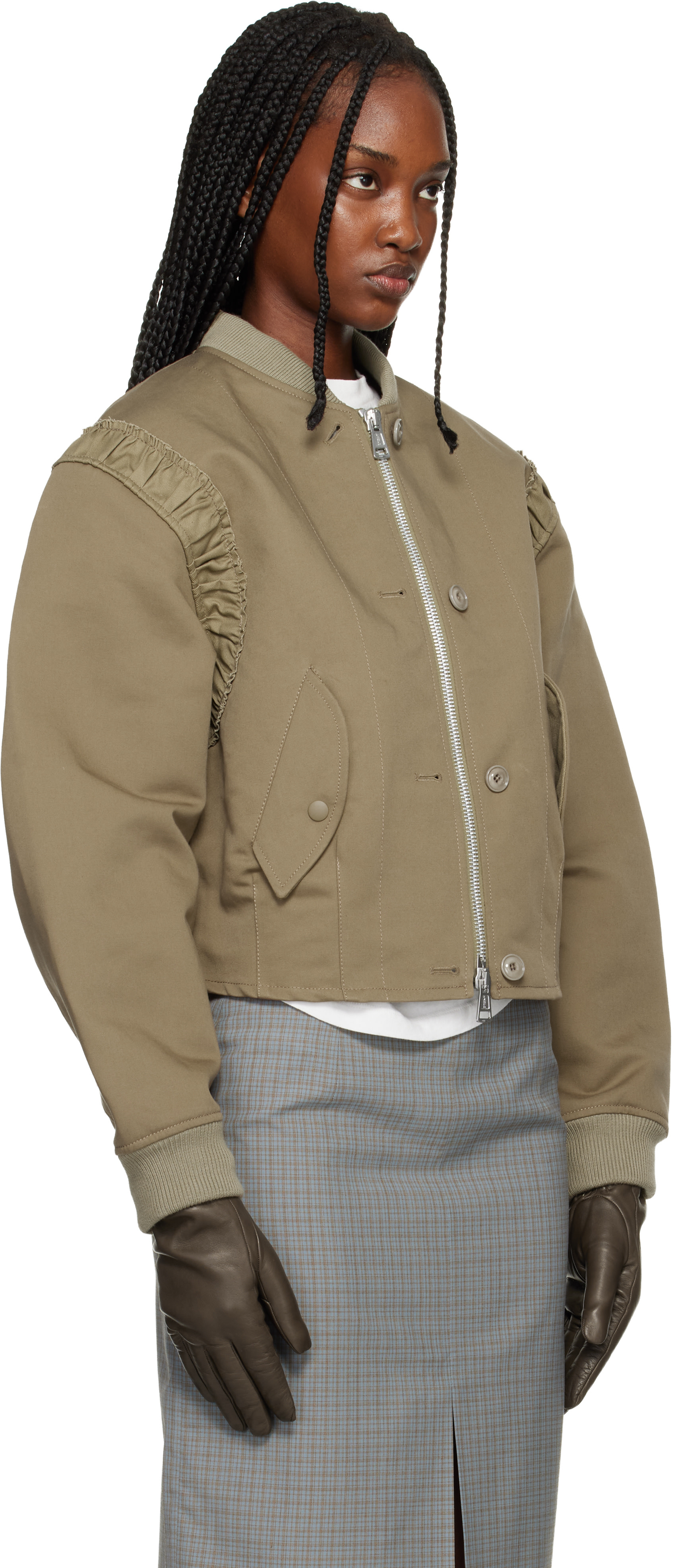 OUR LEGACY: Khaki Frill Bomber Jacket | SSENSE