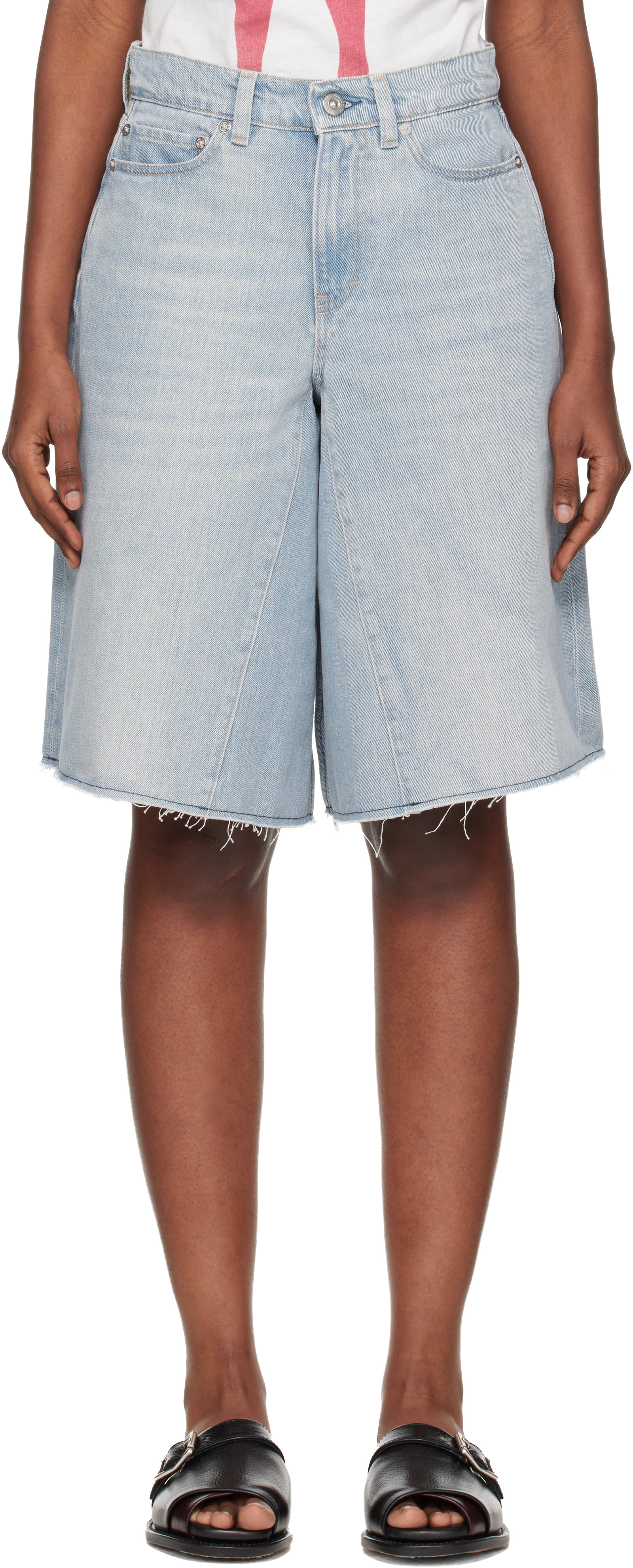 OUR LEGACY - Short midi bleu en denim