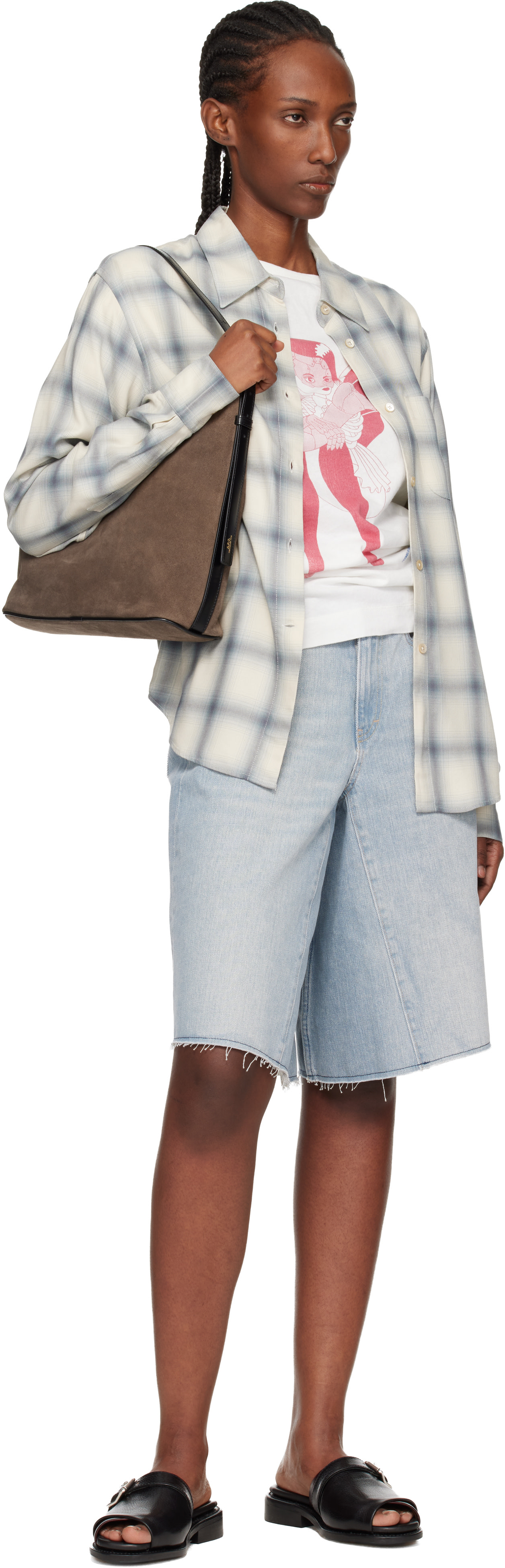 OUR LEGACY - Short midi bleu en denim