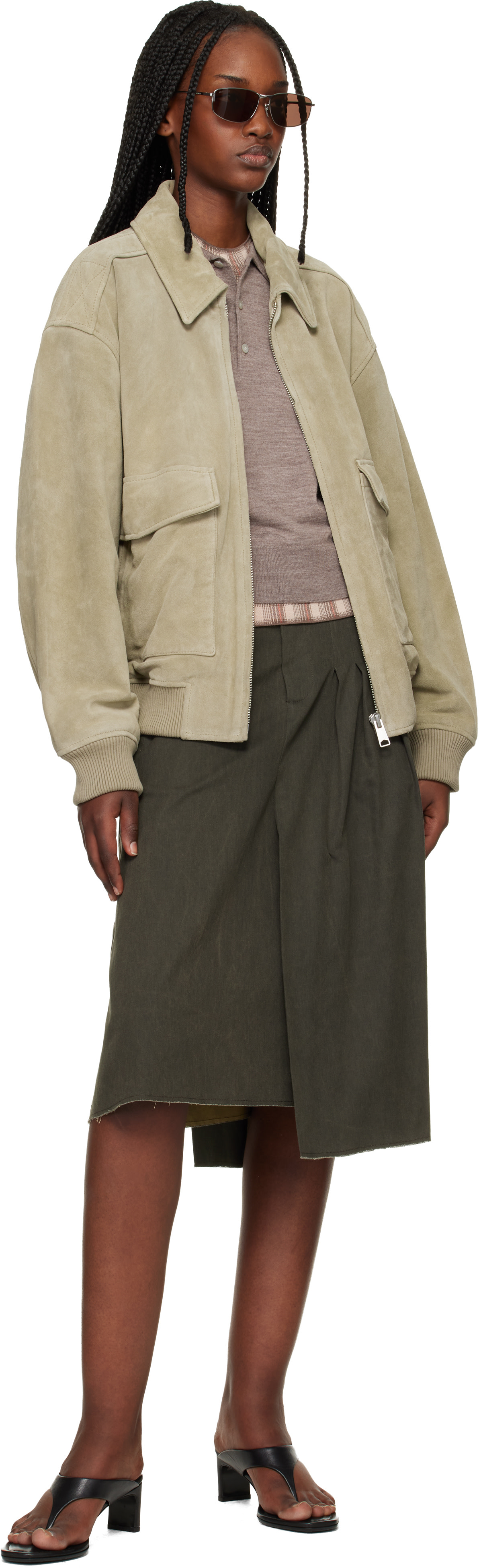 OUR LEGACY: Gray Origami Midi Skirt | SSENSE