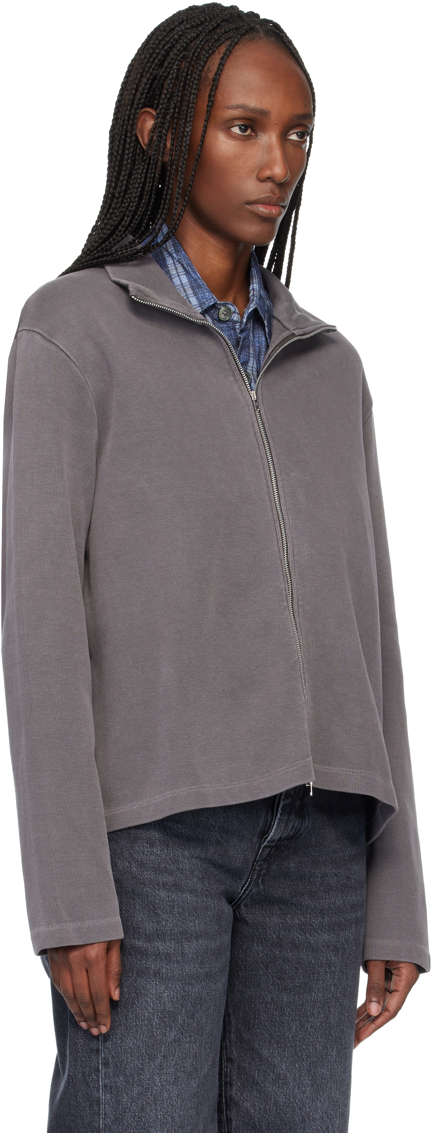 OUR LEGACY: Gray Shrunken Fullzip Sweatshirt | SSENSE