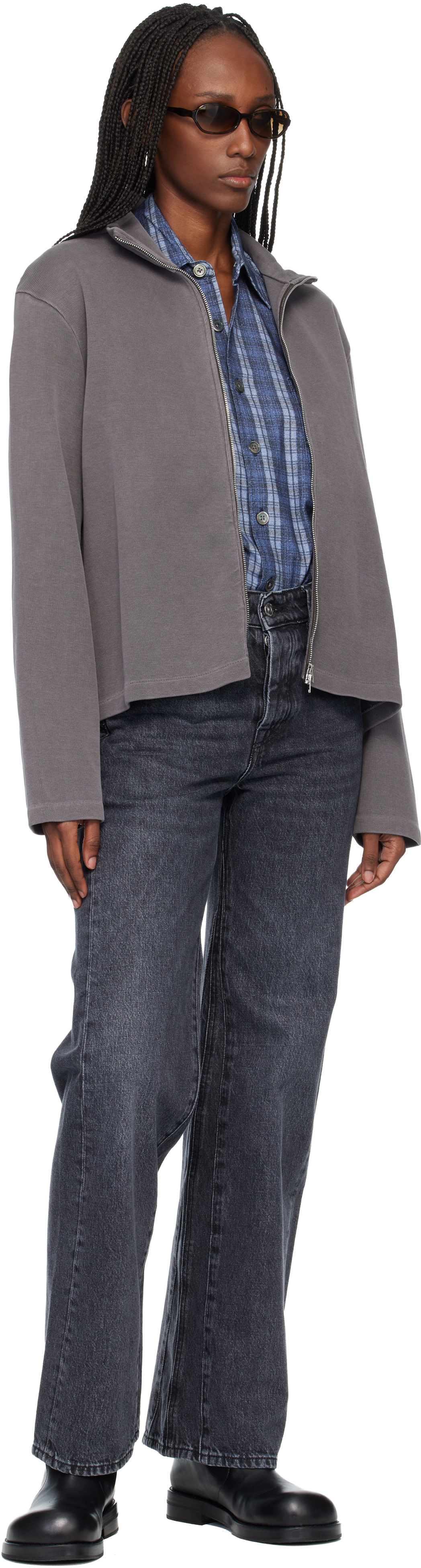 OUR LEGACY: Gray Shrunken Fullzip Sweatshirt | SSENSE