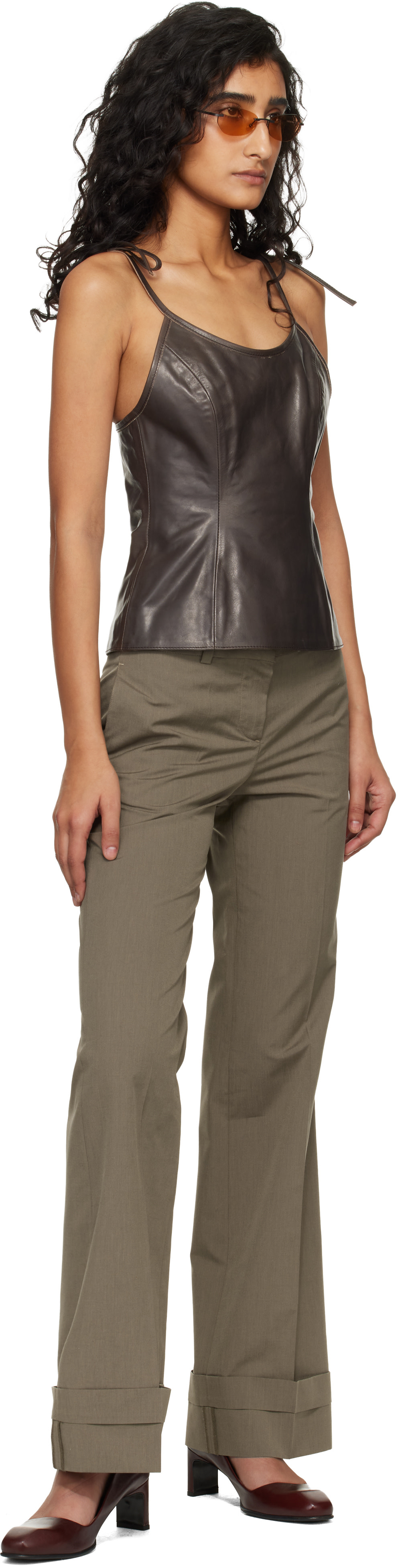 OUR LEGACY: Brown String Leather Tank Top | SSENSE South Korea